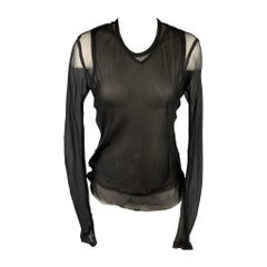 DRIES VAN NOTEN Size 10 Black See Through Layered Blouse