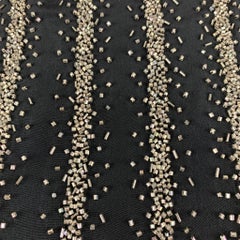 DRIES VAN NOTEN Size 10 Black Silver Silk Sequined Crew-Neck Dress Top