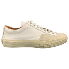 DRIES VAN NOTEN Size 10 White Mixed Materials Leather Lace Up Sneakers