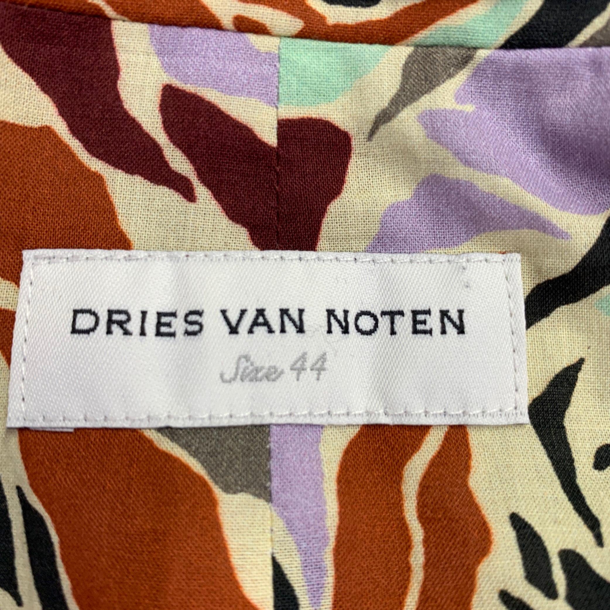 DRIES VAN NOTEN Talla 12 Chaqueta de algodón multicolor Blazer en Excelente estado para la venta en San Francisco, CA