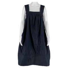 DRIES VAN NOTEN Size 12 Navy Silk Blend Bubble Hem Dress
