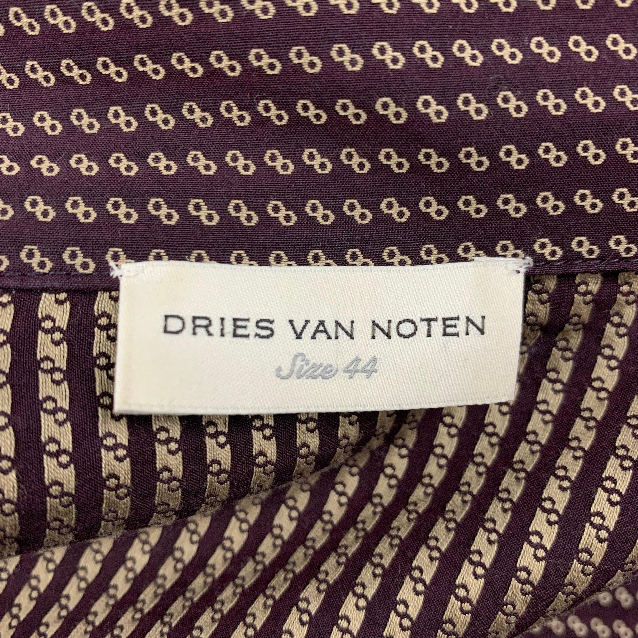 Women's DRIES VAN NOTEN Size 12 Purple Gold Jacquard Robe Coat For Sale