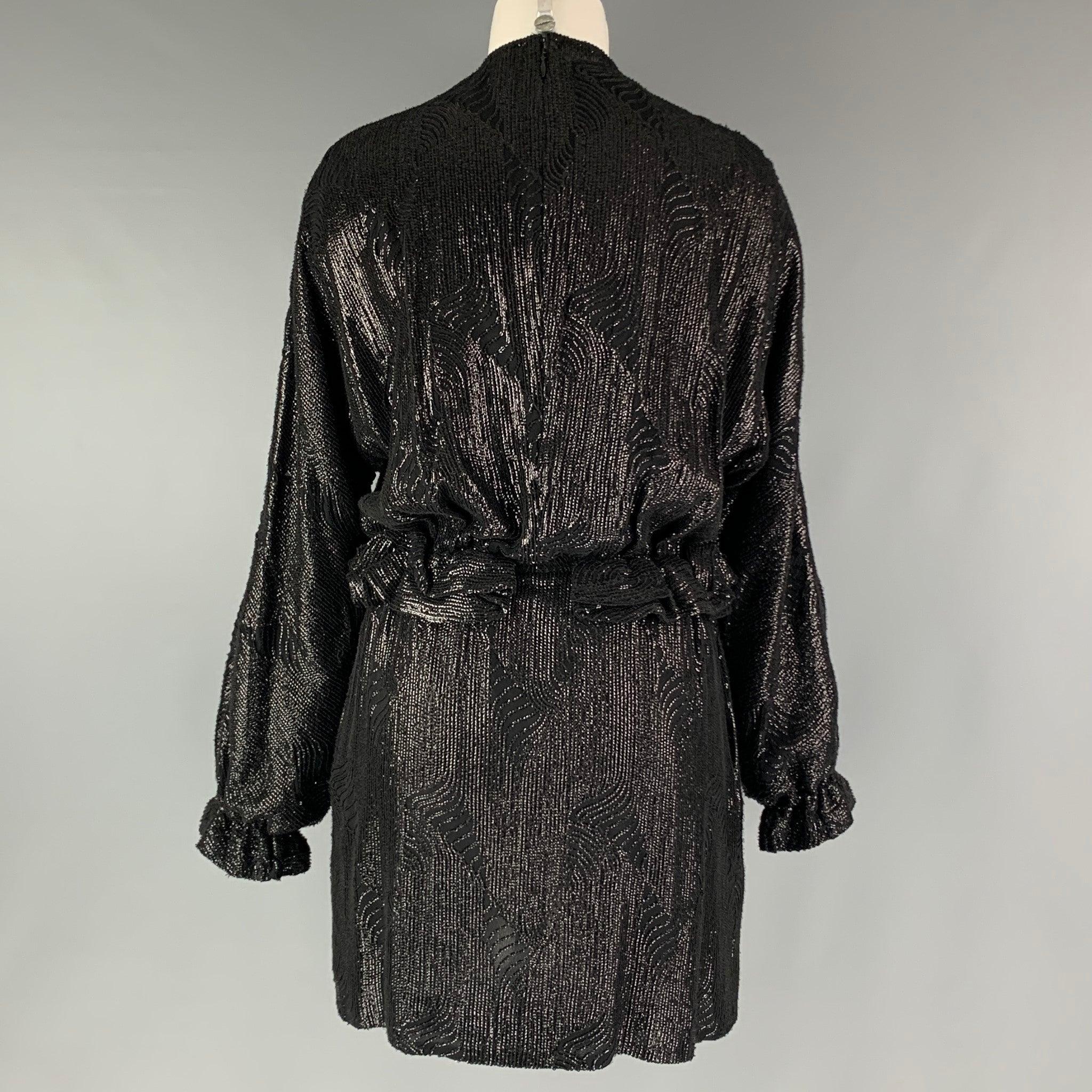 DRIES VAN NOTEN Size 2 Black Viscose Sequined Mini Dress In Good Condition For Sale In San Francisco, CA