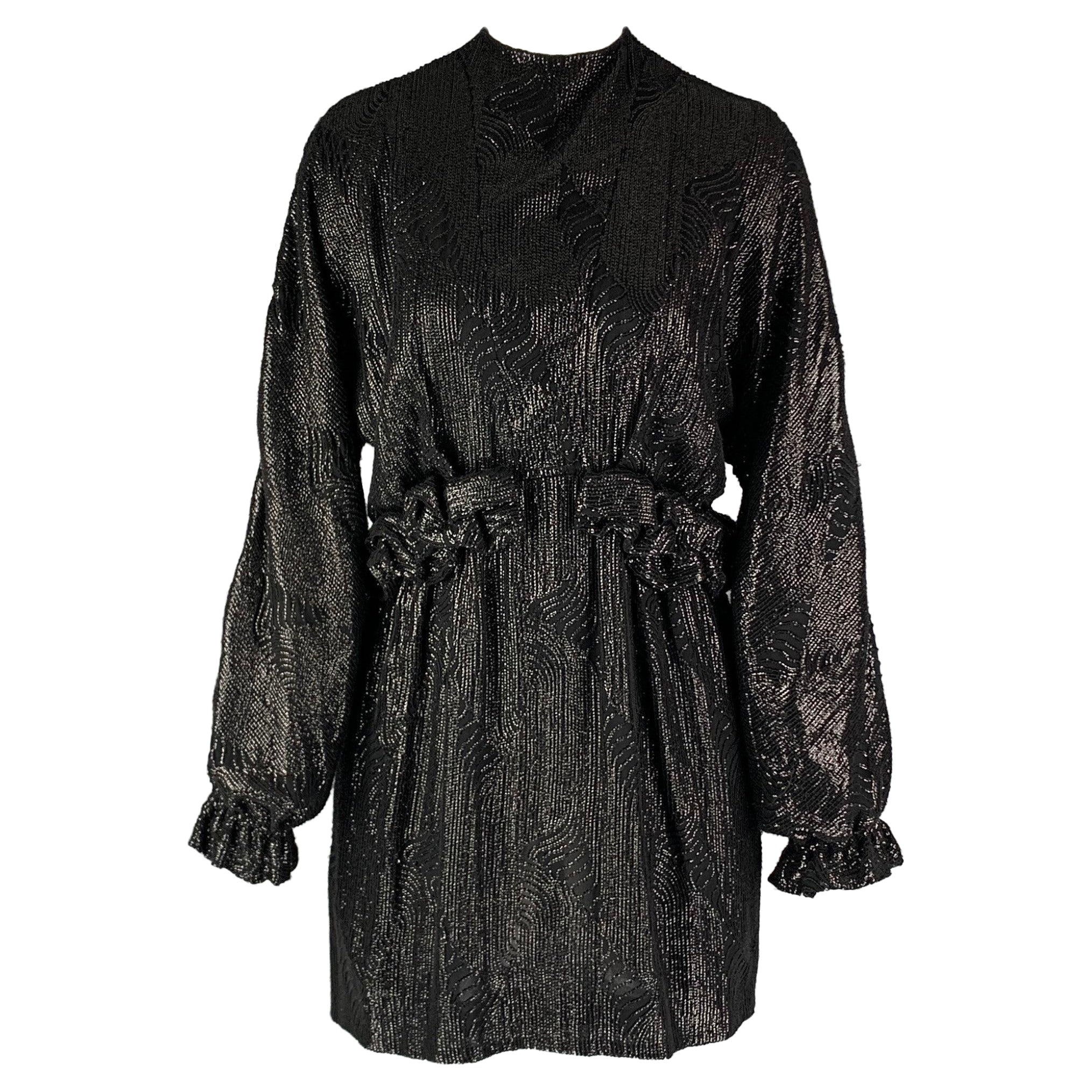 DRIES VAN NOTEN Größe 2 Schwarzes Minikleid aus Viskose mit Paillettenbesatz