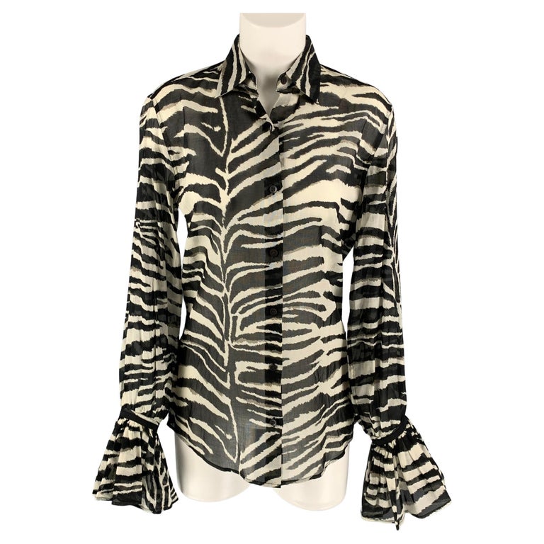 DRIES VAN NOTEN Size 2 Black and White Cotton Zebra Clavelly Cuff ...