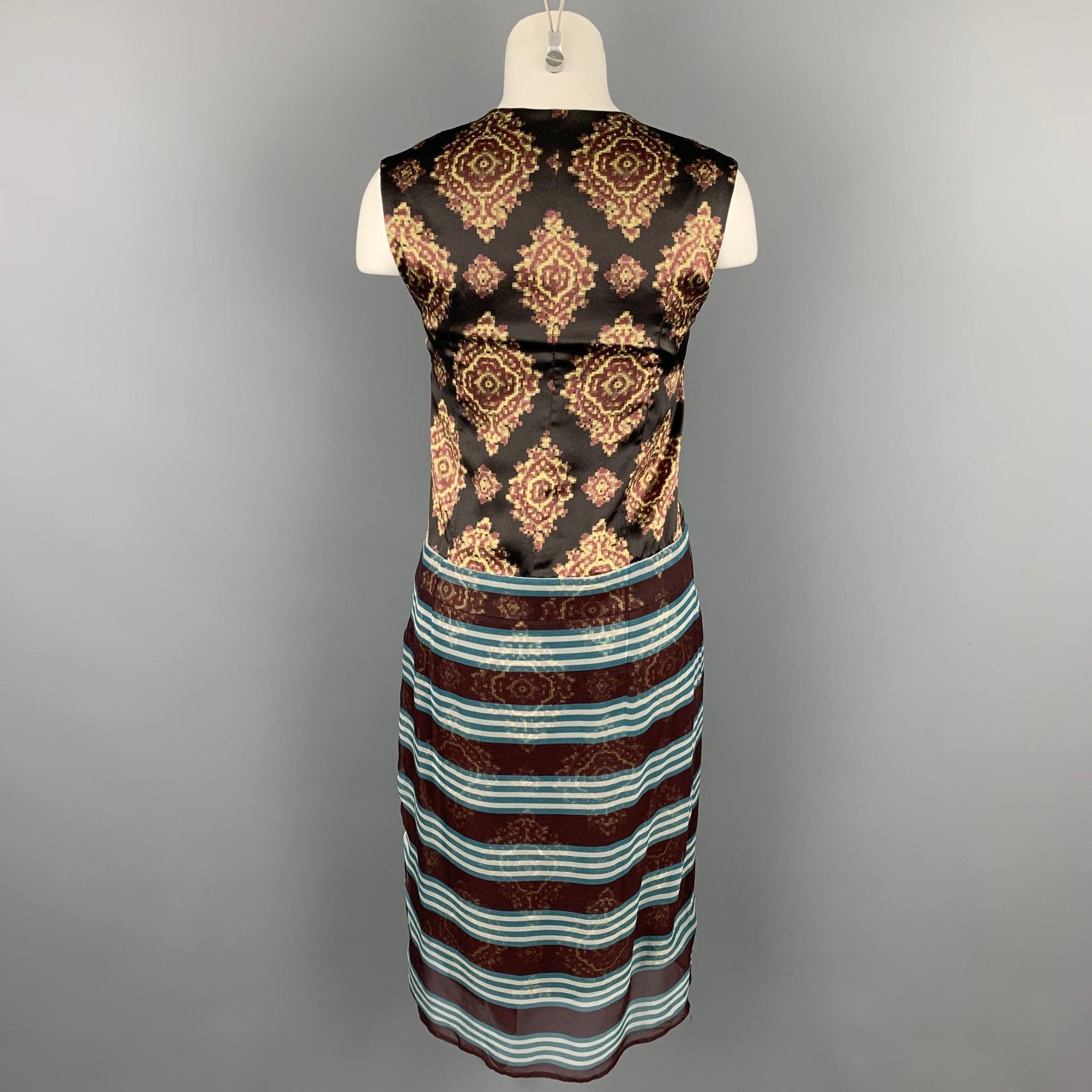 Women's DRIES VAN NOTEN Size 2 Multi-Color Print Silk Sleeveless Shift Dress For Sale