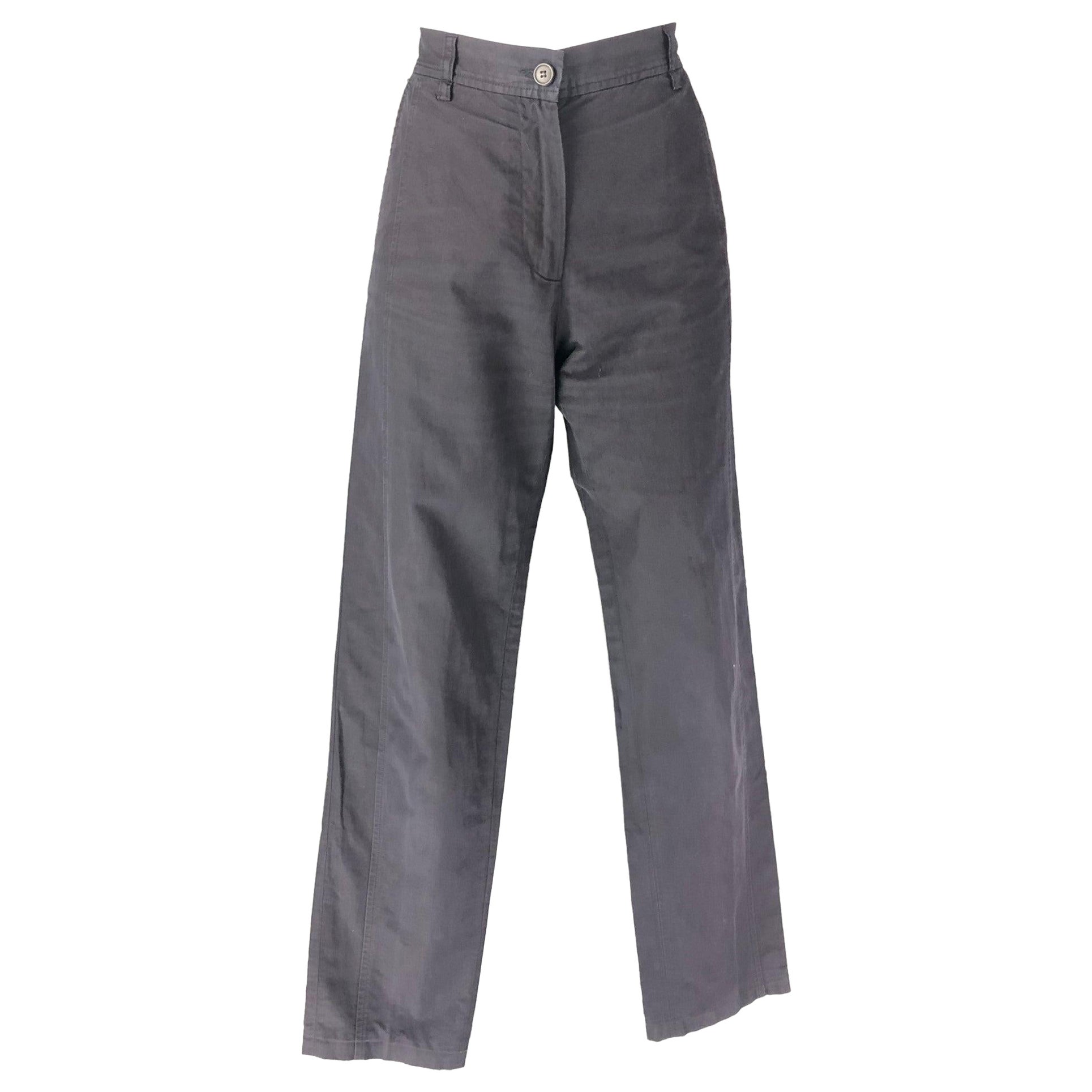 DRIES VAN NOTEN Talla 30 Negro Algodón y  Pantalones informales de pata ancha de lino