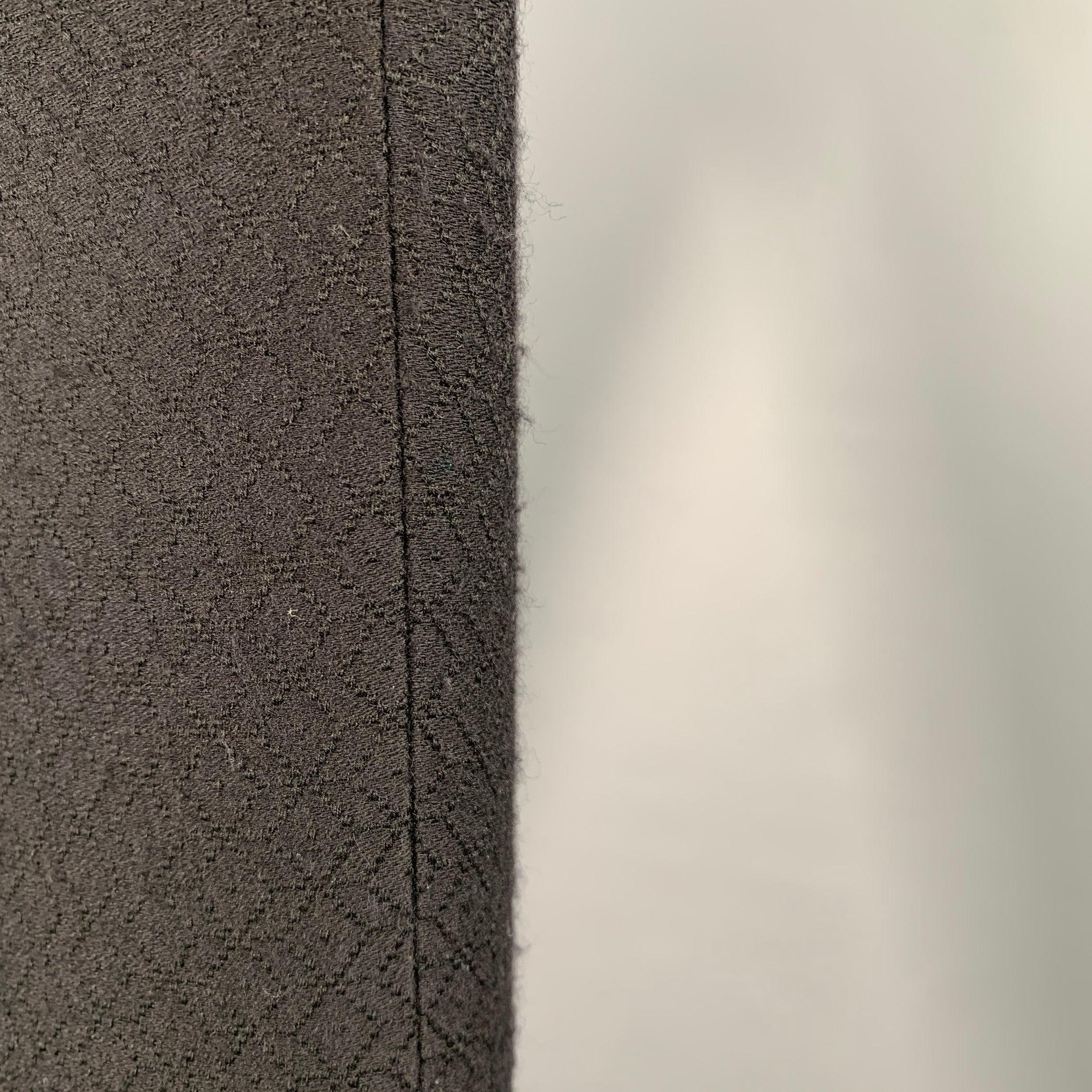DRIES VAN NOTEN Size 30 Black Jacquard Wool Blend Flat Front Dress Pants In Good Condition For Sale In San Francisco, CA