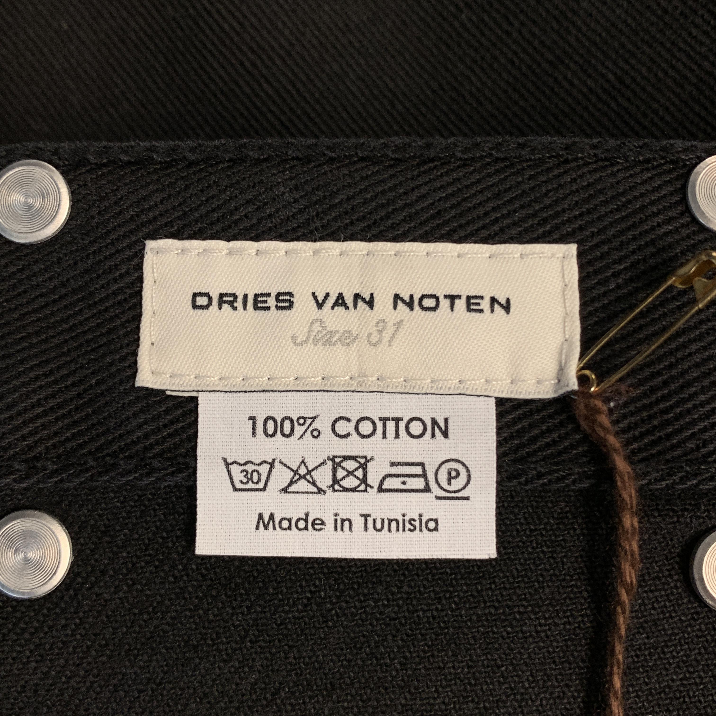 DRIES VAN NOTEN Size 31 Black Embroidered Denim Button Fly Shorts 2