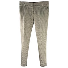 DRIES VAN NOTEN Taglia 31 Pantaloni da sera in seta a righe nere e argento, con il davanti piatto