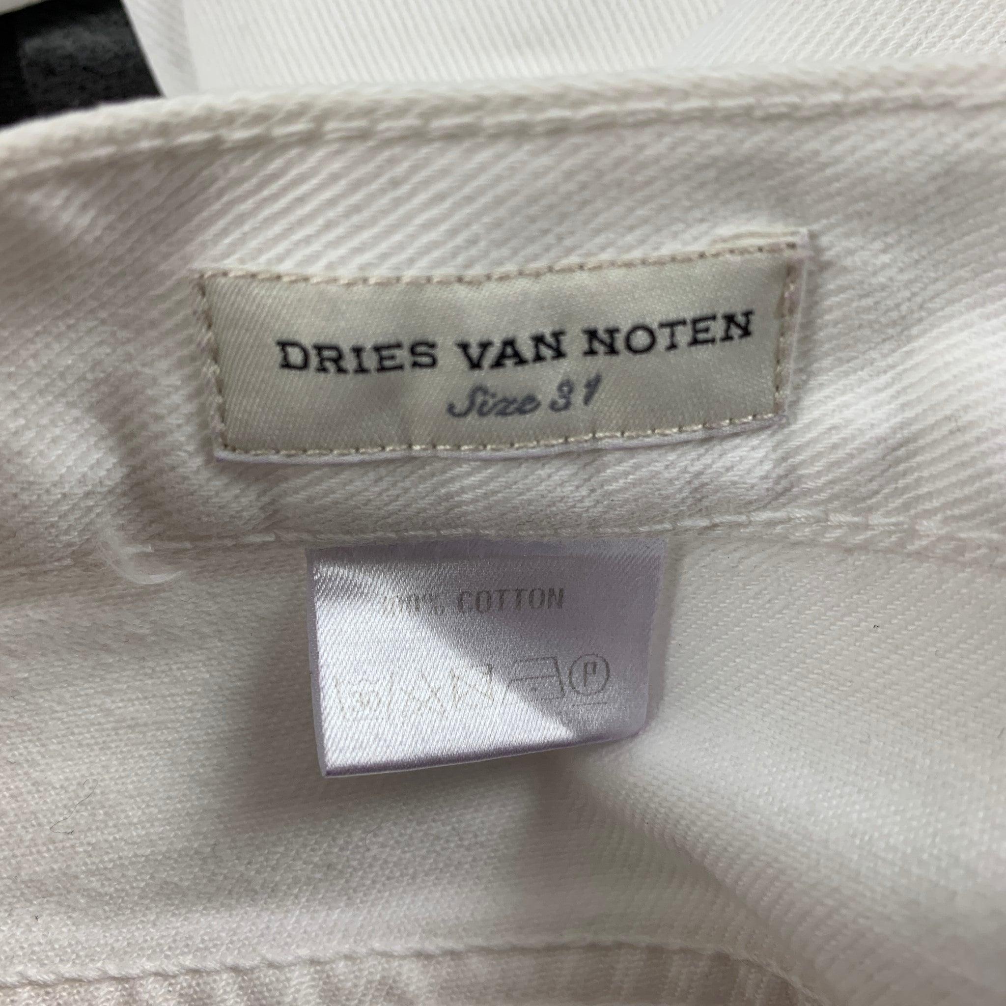Men's DRIES VAN NOTEN Size 31 White Cotton Slim Jeans For Sale