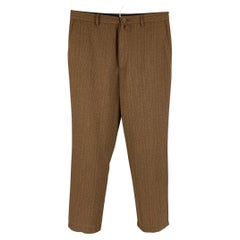 DRIES VAN NOTEN Size 32 Brown Burgundy Stripe Wool Blend Flat Front Casual Pants