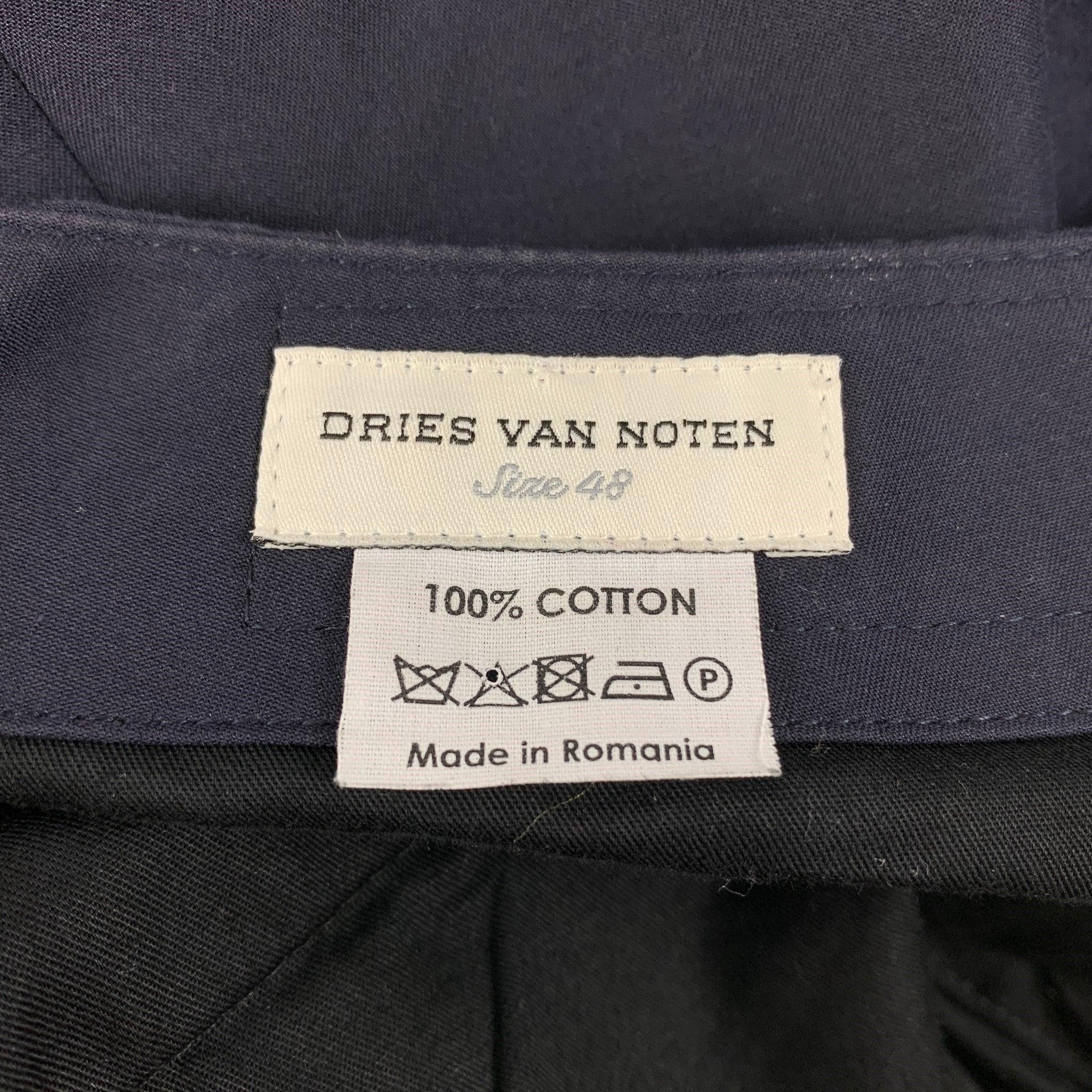 Men's DRIES VAN NOTEN Size 32 Navy Gold Color Block Cotton Drawstring Shorts For Sale