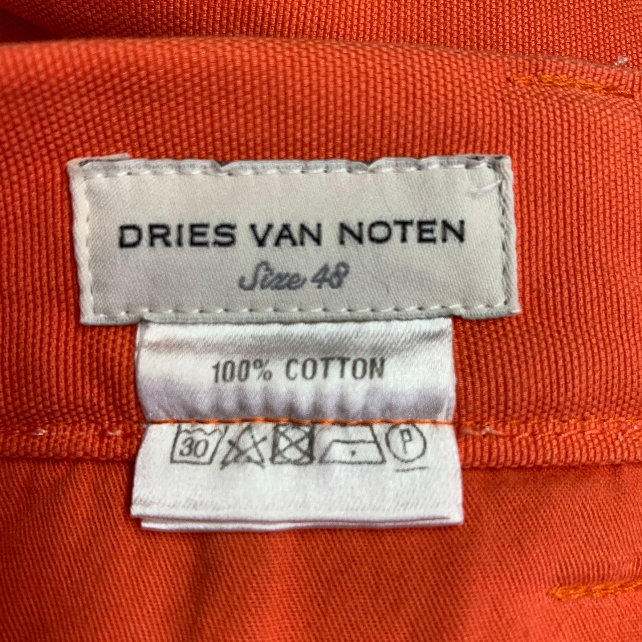 DRIES VAN NOTEN Size 32 Orange Cotton Casual Pants In Good Condition For Sale In San Francisco, CA