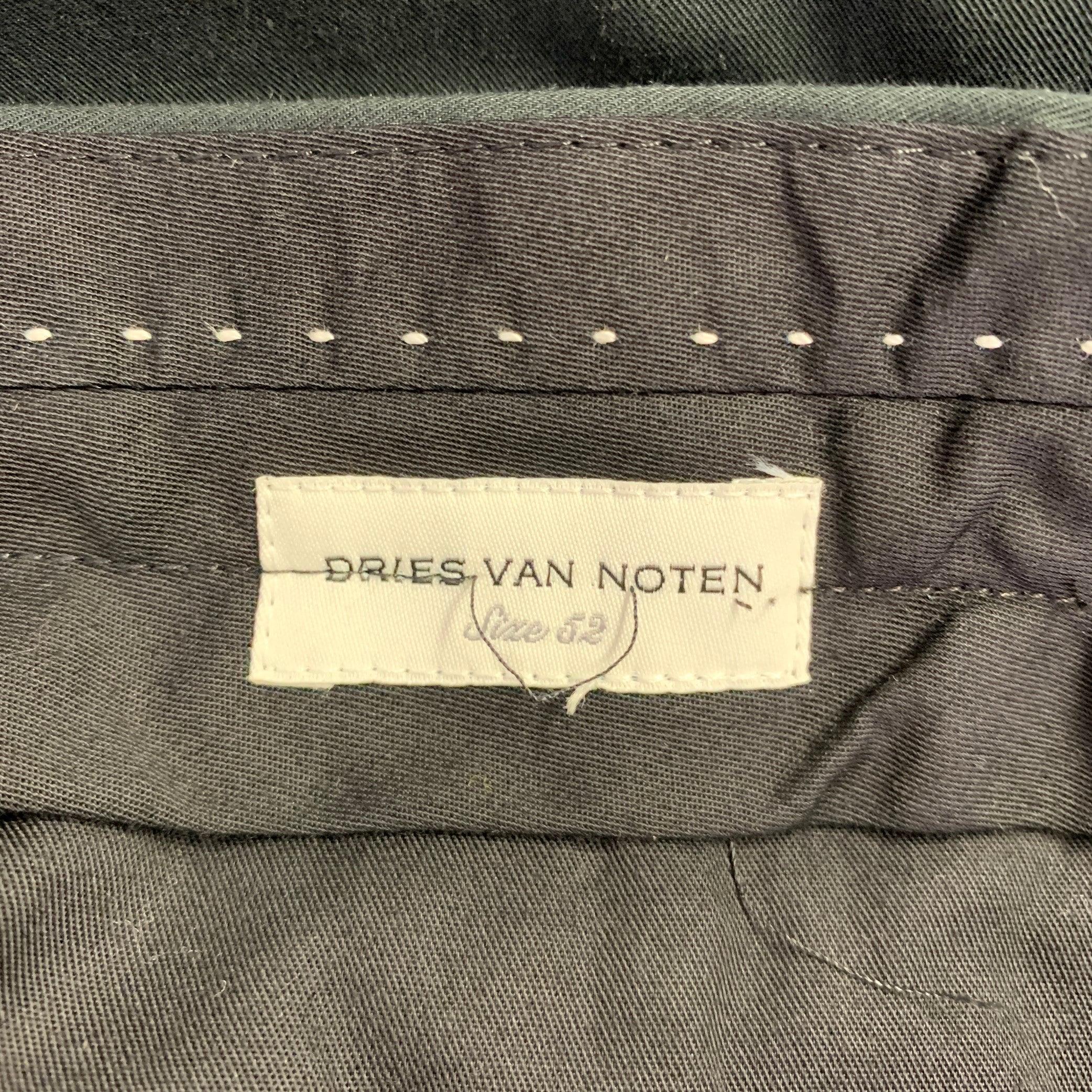 DRIES VAN NOTEN Size 36 Black Cotton Flat Front Casual Pants In Excellent Condition For Sale In San Francisco, CA