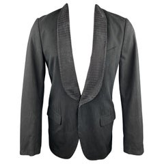 DRIES VAN NOTEN Größe 36 Schwarzer auf Schwarz gestreifter Sportmantel aus Baumwolle / Viskose