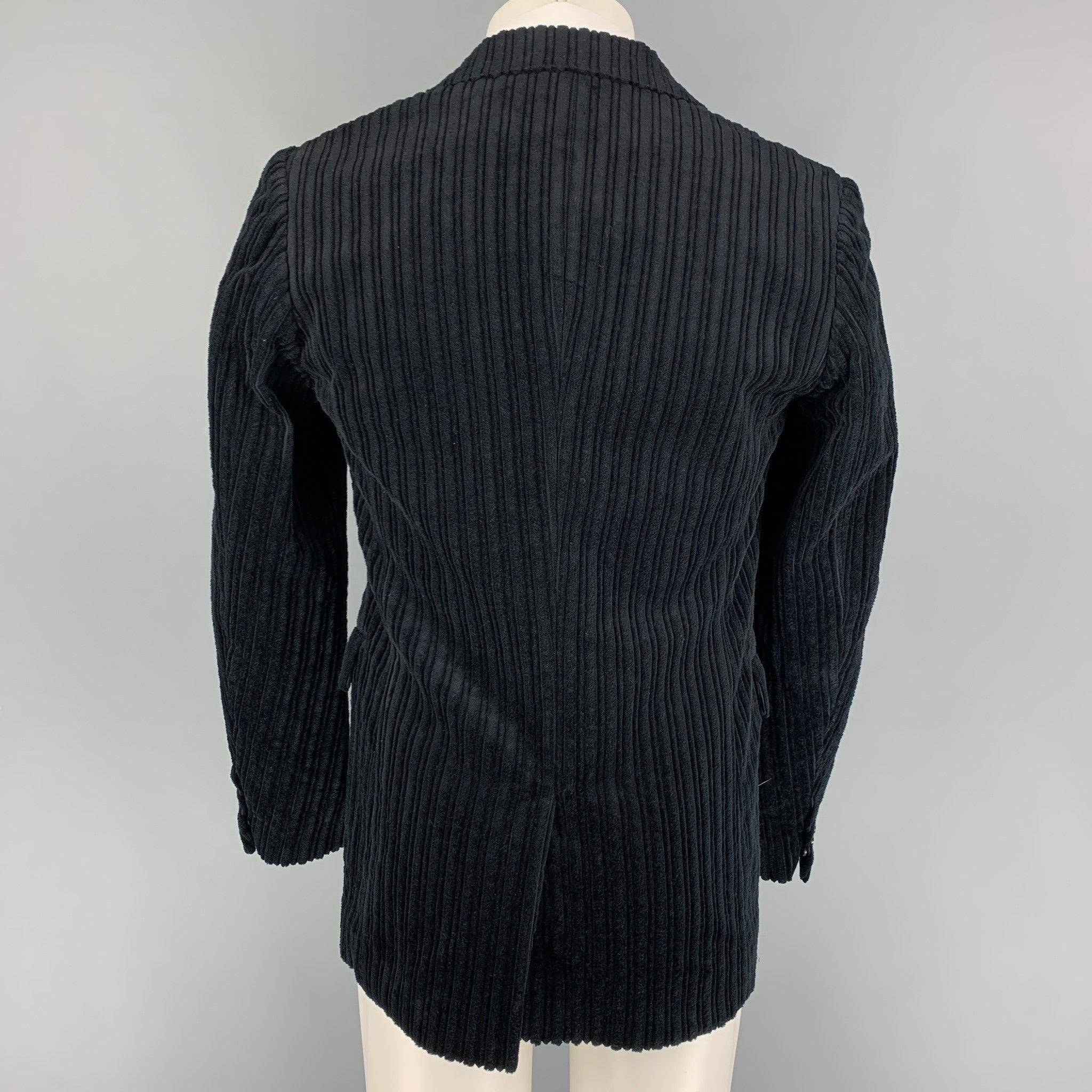 DRIES VAN NOTEN Size 36 Black Stripe Cotton Notch Lapel Sport Coat In Good Condition For Sale In San Francisco, CA