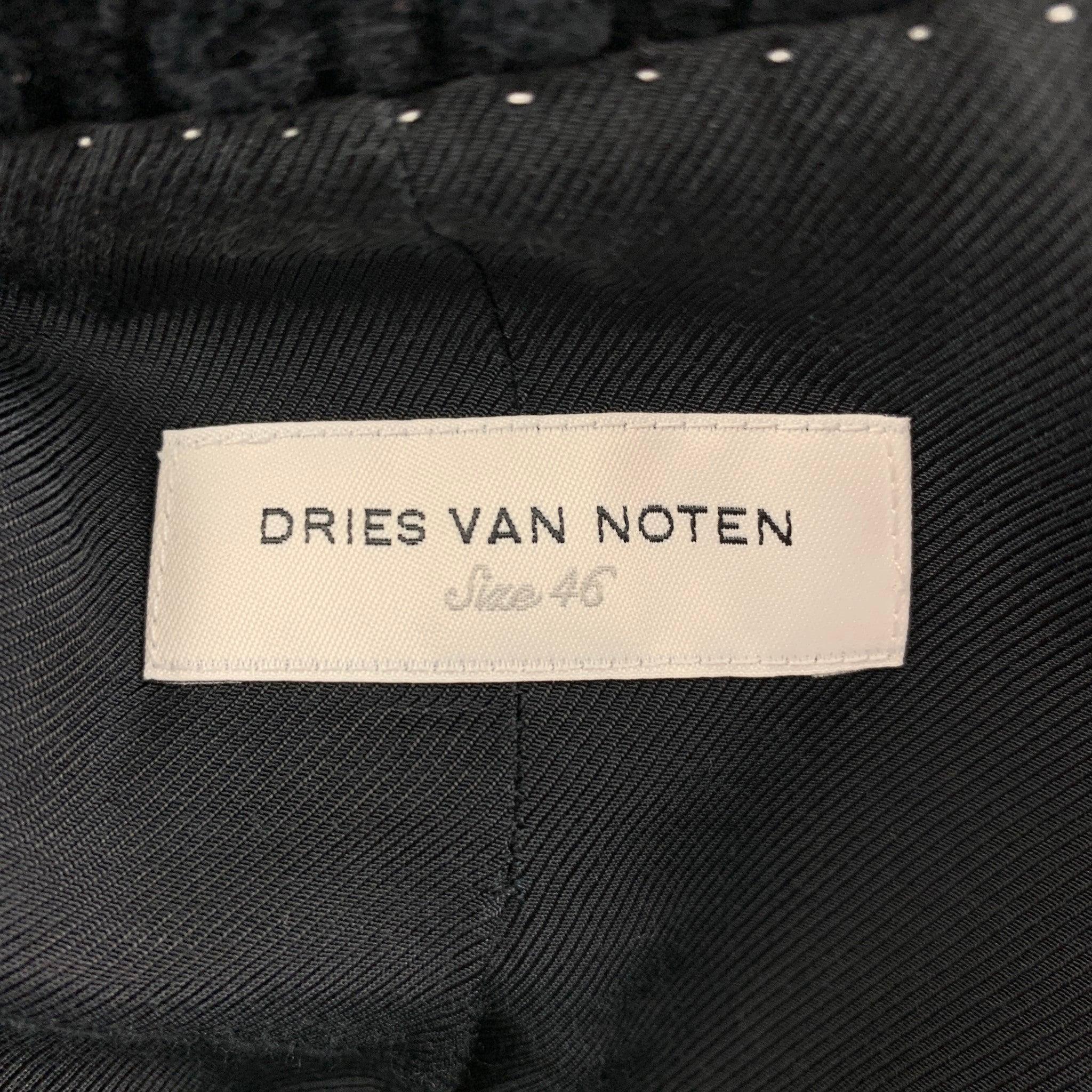 DRIES VAN NOTEN Size 36 Black Stripe Cotton Notch Lapel Sport Coat For Sale 2