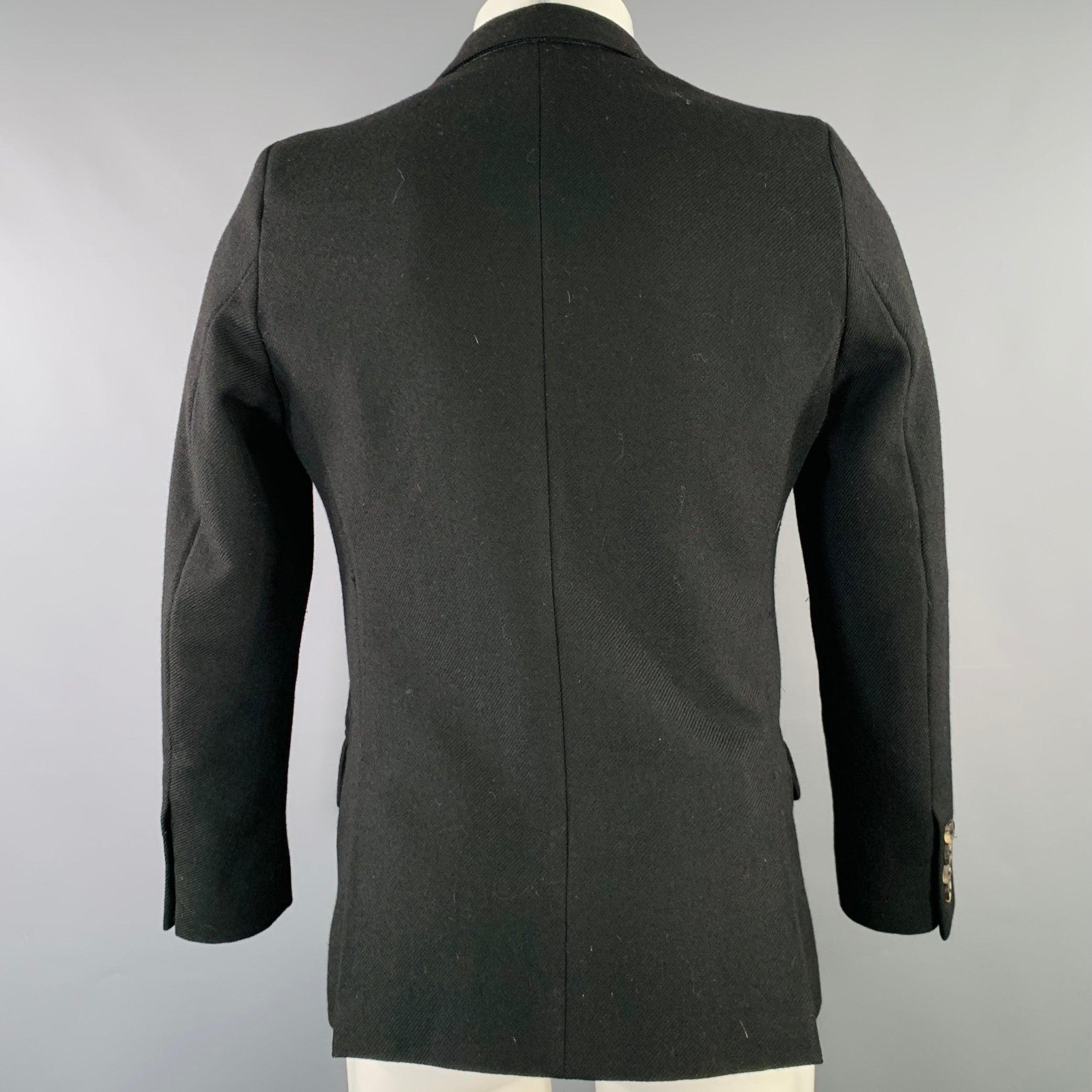 DRIES VAN NOTEN Size 36 Black Twill Double Breasted Jacket In Excellent Condition For Sale In San Francisco, CA