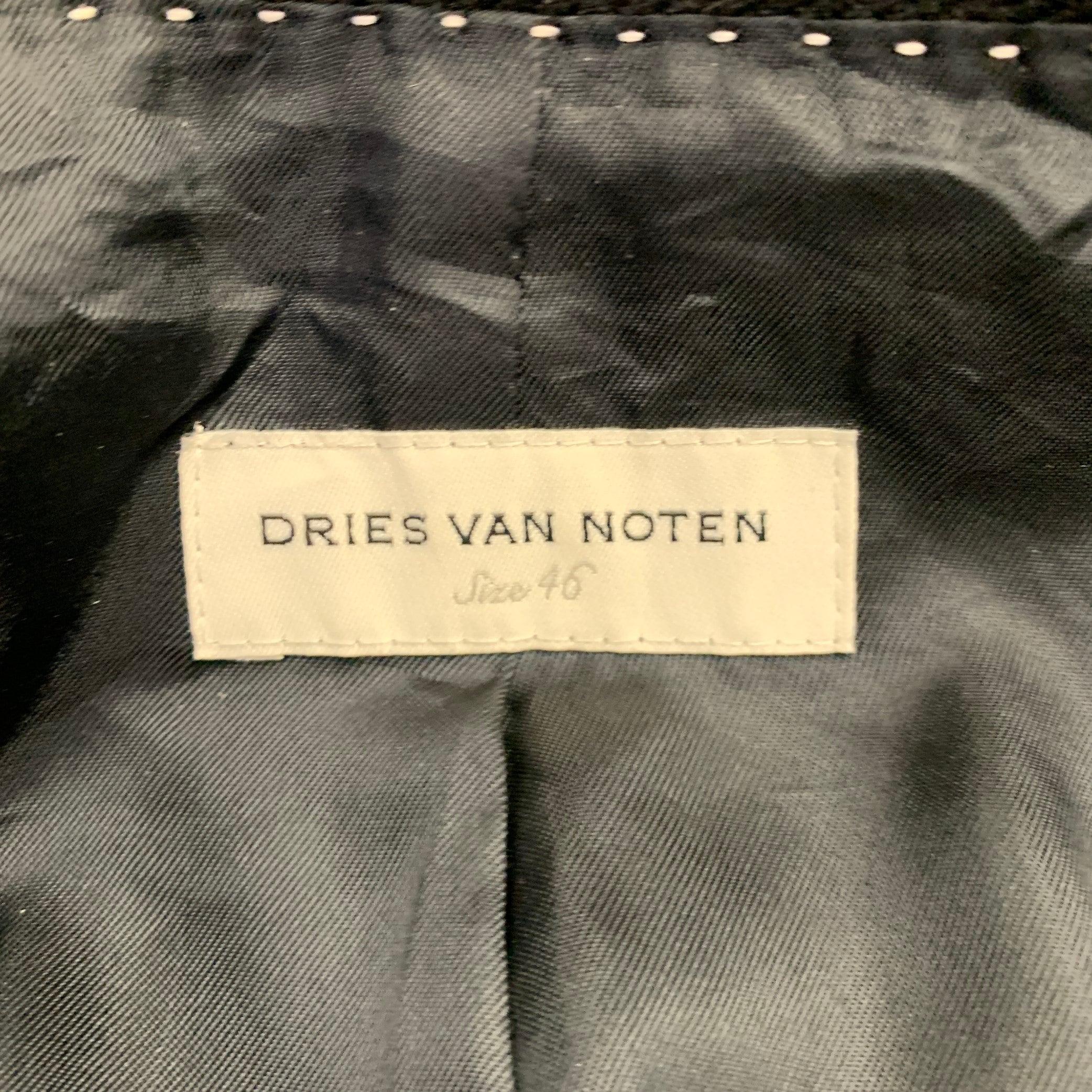 Men's DRIES VAN NOTEN Size 36 Black Twill Double Breasted Jacket For Sale