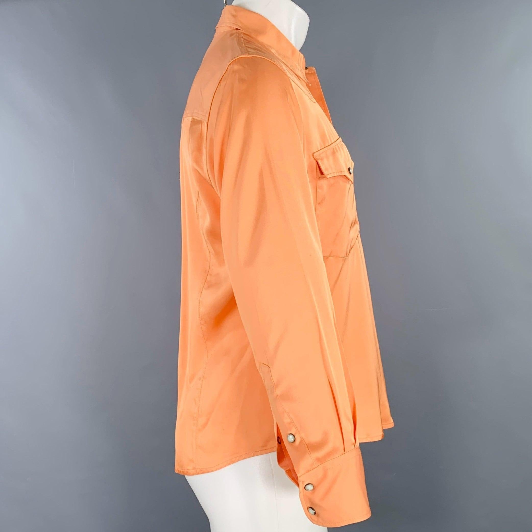 DRIES VAN NOTEN Size 36 Orange Western Long Sleeve Shirt In Good Condition For Sale In San Francisco, CA