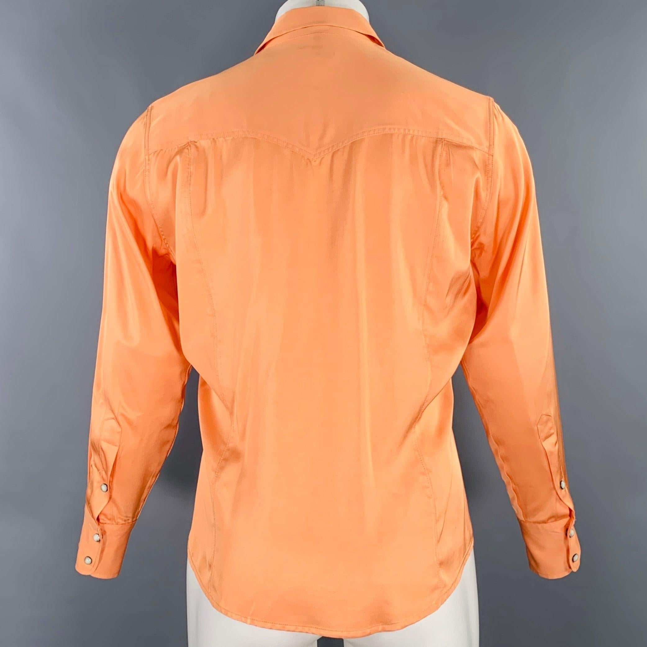 Men's DRIES VAN NOTEN Size 36 Orange Western Long Sleeve Shirt For Sale