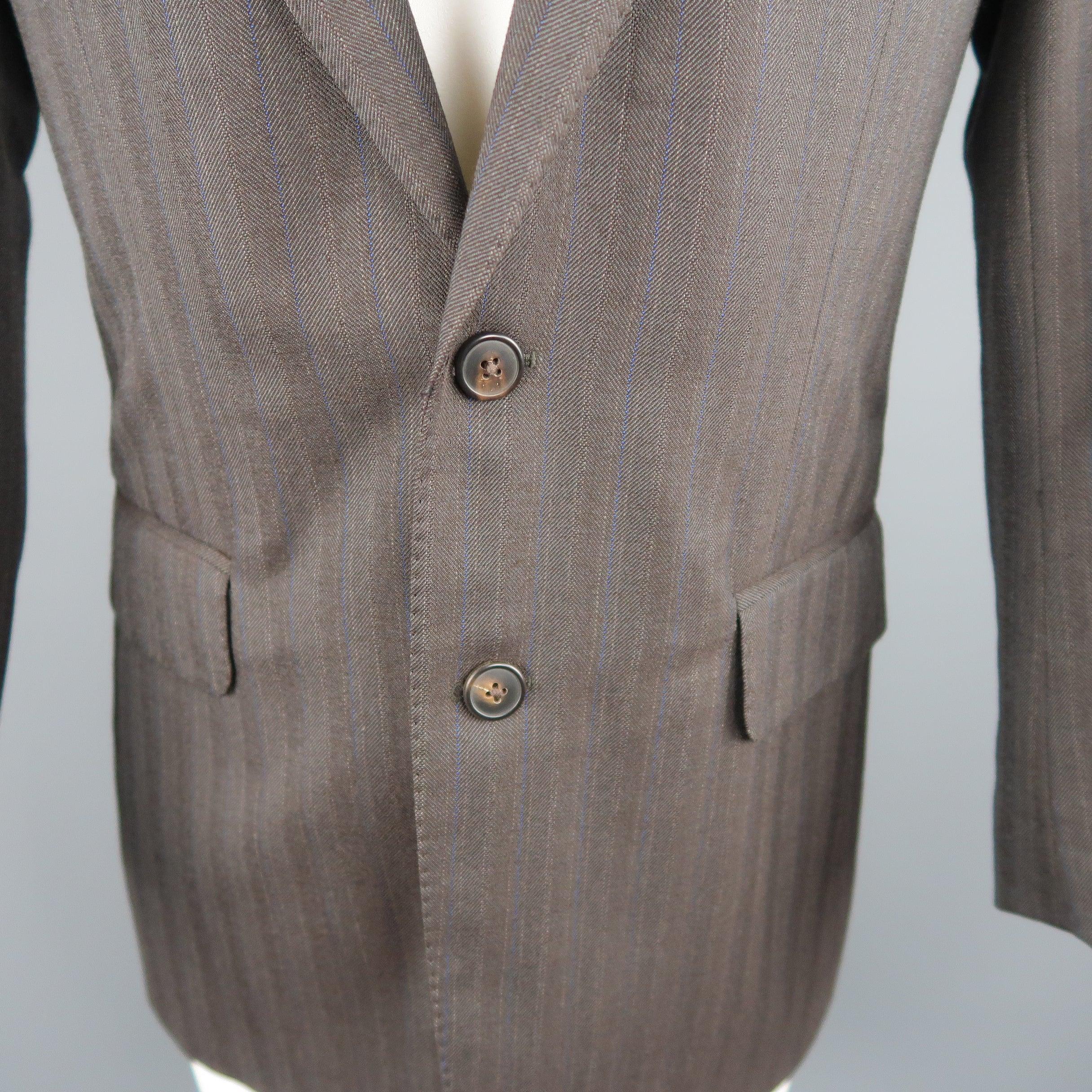 DRIES VAN NOTEN Size 36 Regular Brown Stripe Wool Blend Sport Coat In Excellent Condition In San Francisco, CA