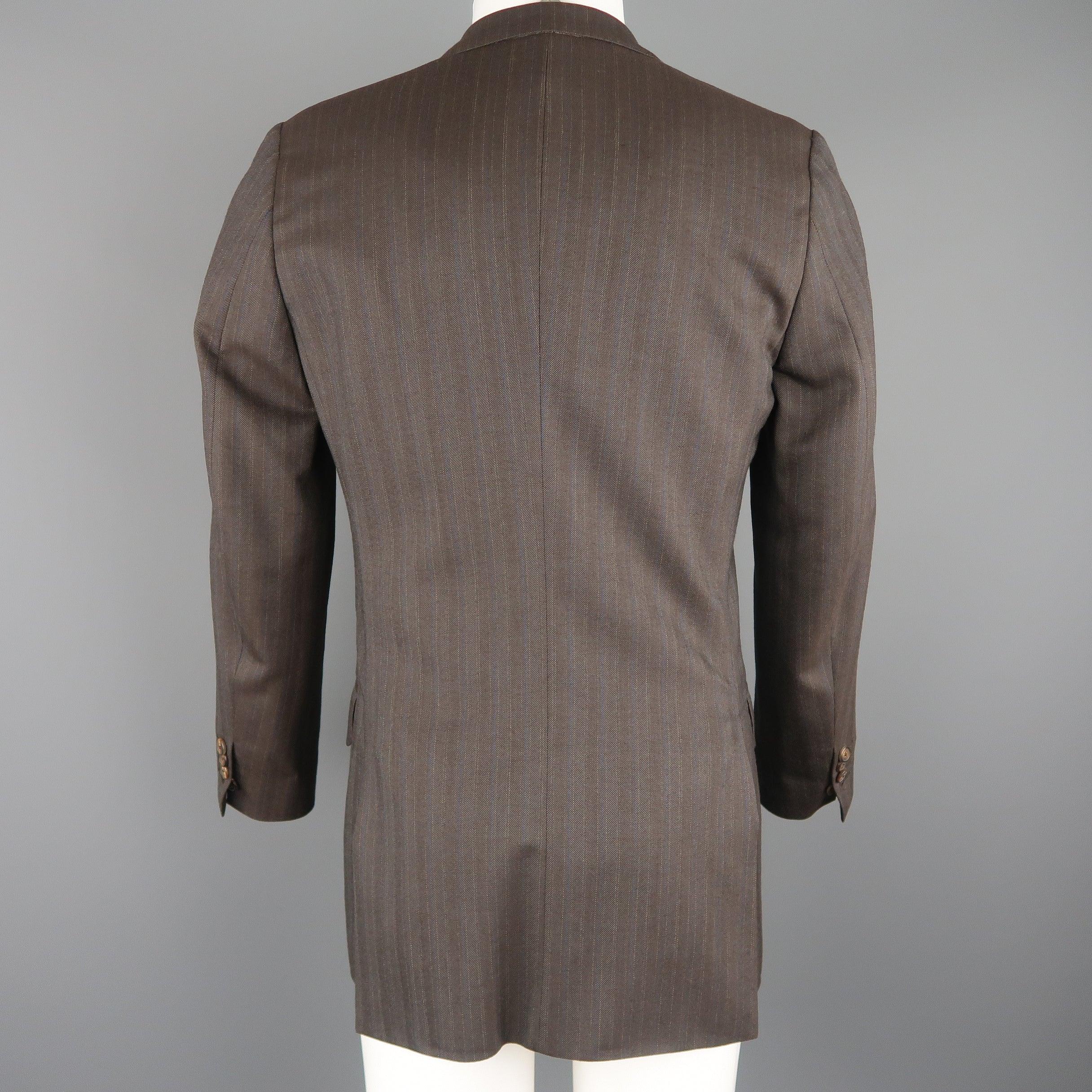 DRIES VAN NOTEN Size 36 Regular Brown Stripe Wool Blend Sport Coat 1