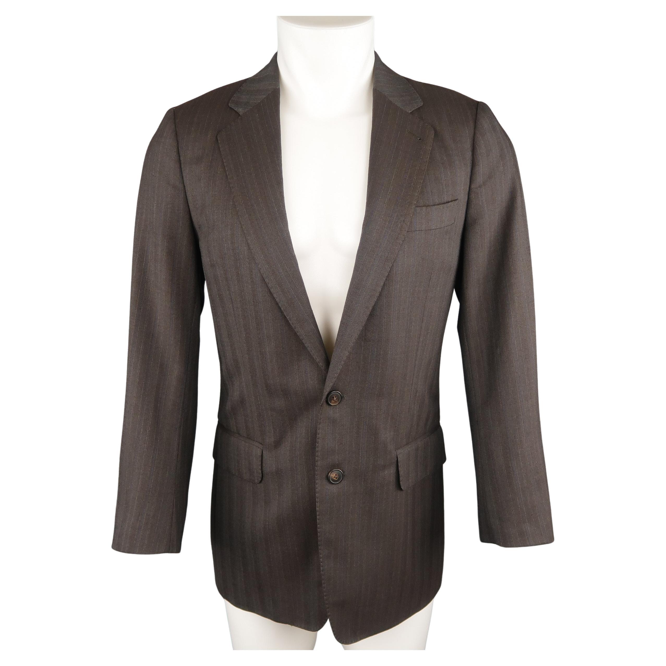 DRIES VAN NOTEN Size 36 Regular Brown Stripe Wool Blend Sport Coat