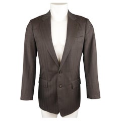 DRIES VAN NOTEN Size 36 Regular Brown Stripe Wool Blend Sport Coat