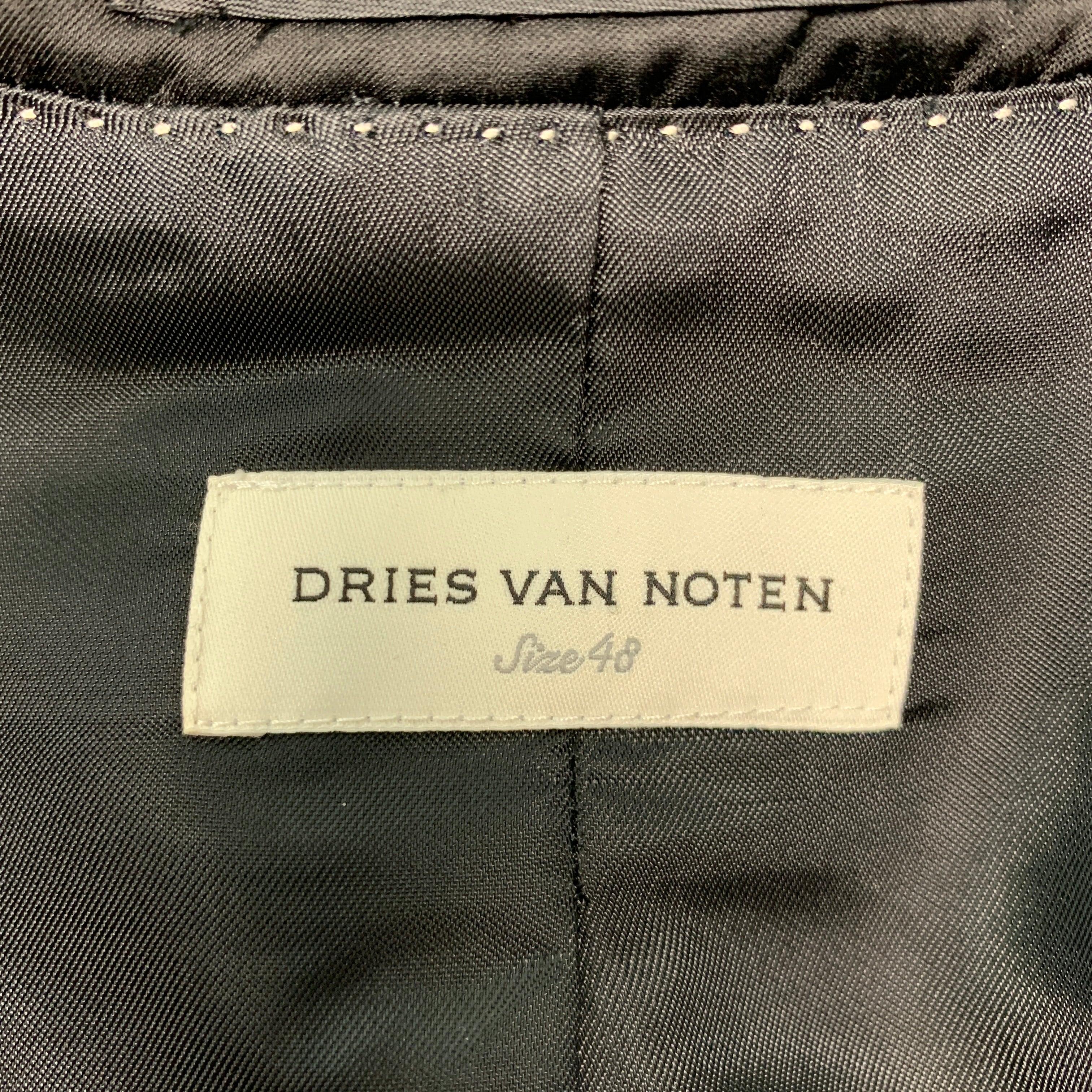 DRIES VAN NOTEN Size 38 Black Cream Embroidery Viscose Cotton Sport Coat For Sale 1