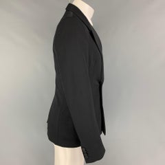 DRIES VAN NOTEN Size 38 Black Wool Peak Lapel Sport Coat