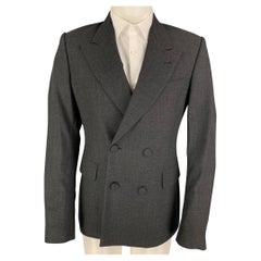 DRIES VAN NOTEN Size 38 Charcoal Wool Peak Lapel Sport Coat