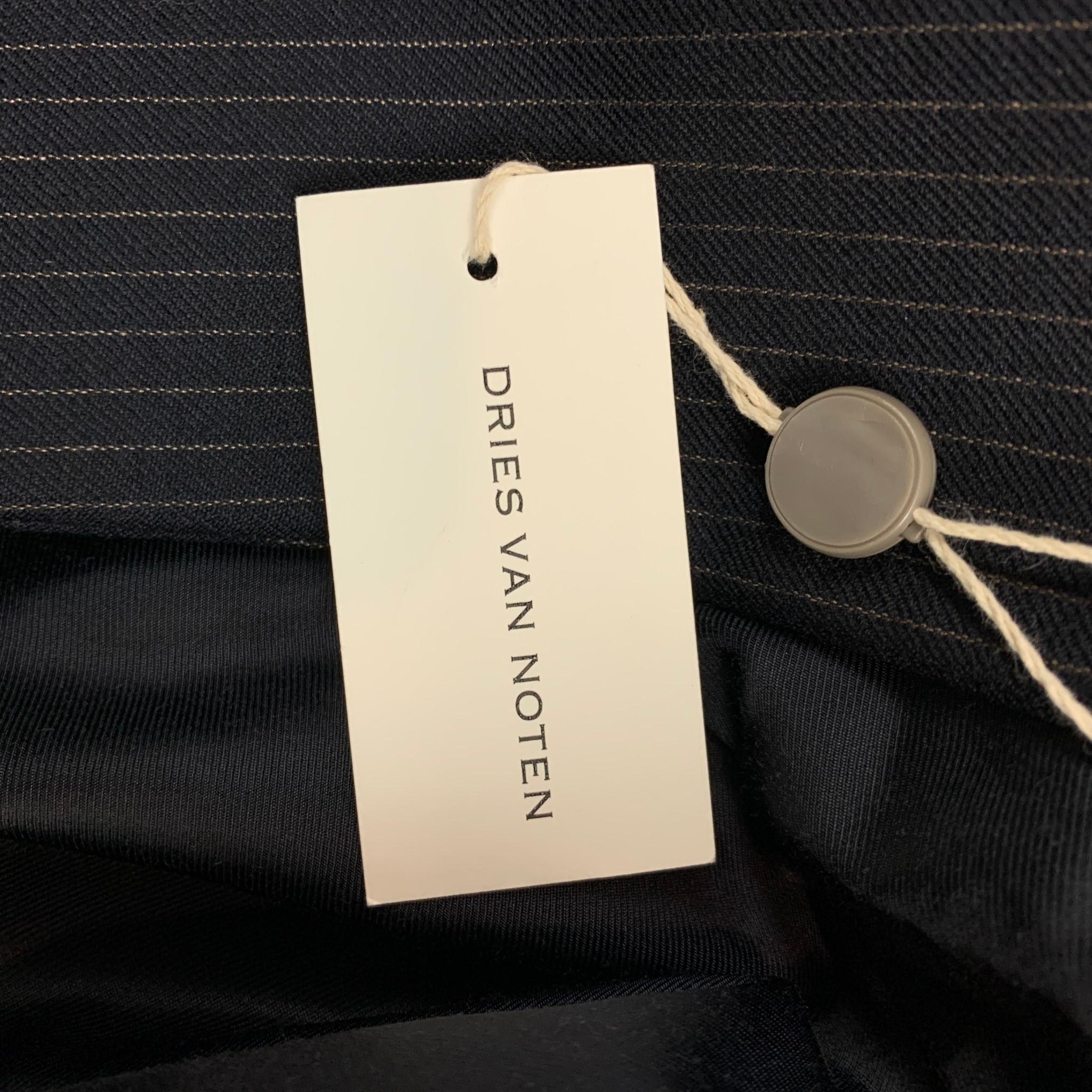 DRIES VAN NOTEN Size 38 Navy & Grey Patchwork Wool Jacket 4
