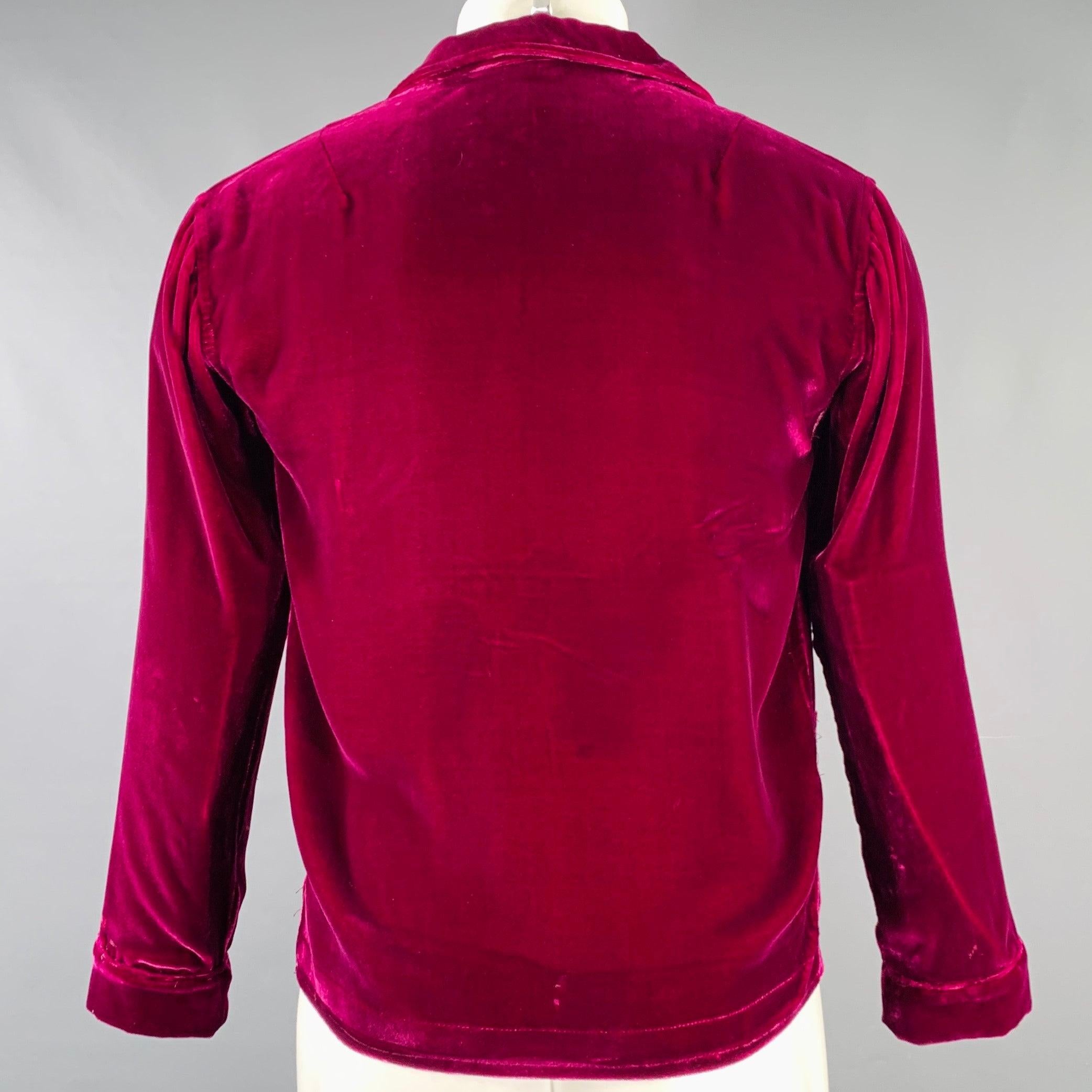 Pink DRIES VAN NOTEN Size 38 Purple Fuchsia Velvet Long Sleeve Shirt