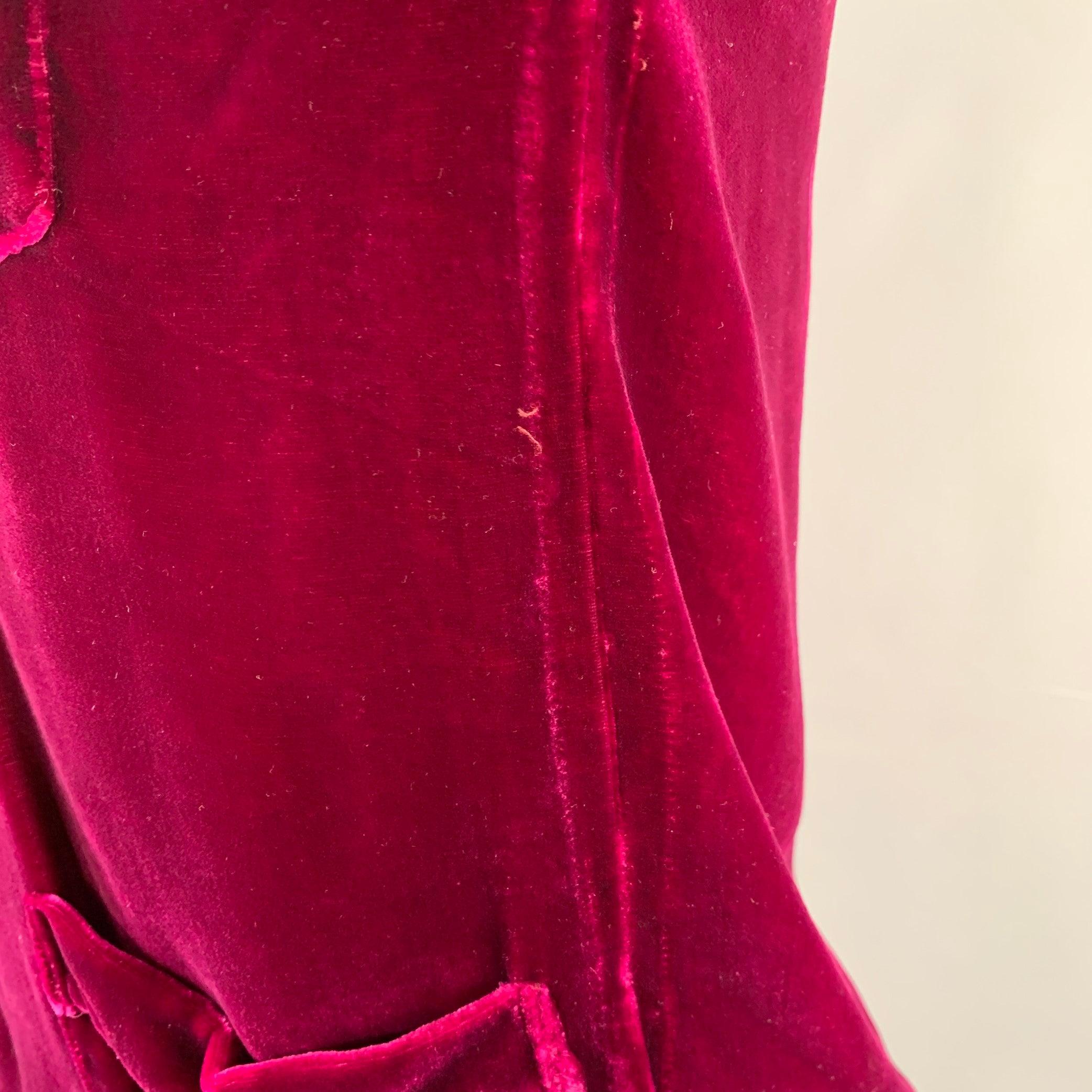 DRIES VAN NOTEN Size 38 Purple Fuchsia Velvet Long Sleeve Shirt 1