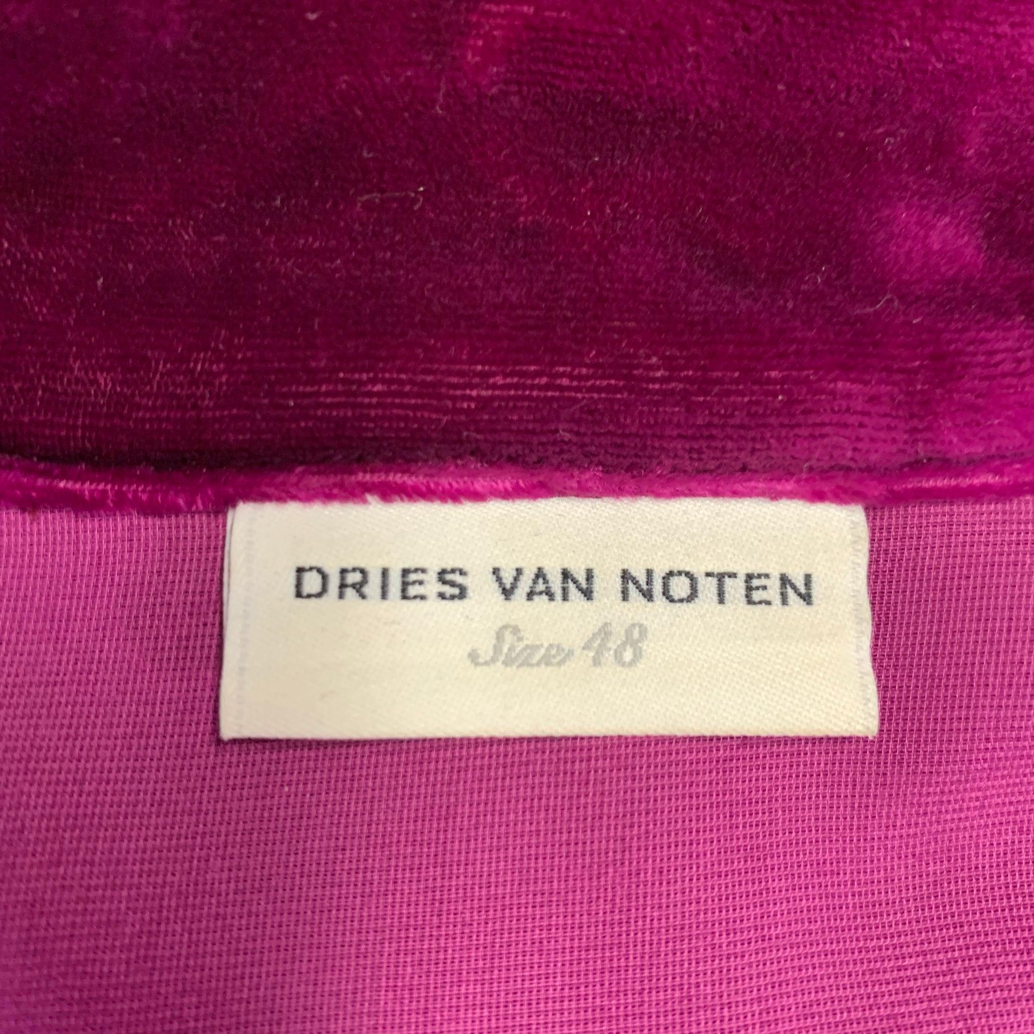 DRIES VAN NOTEN Size 38 Purple Fuchsia Velvet Long Sleeve Shirt 2