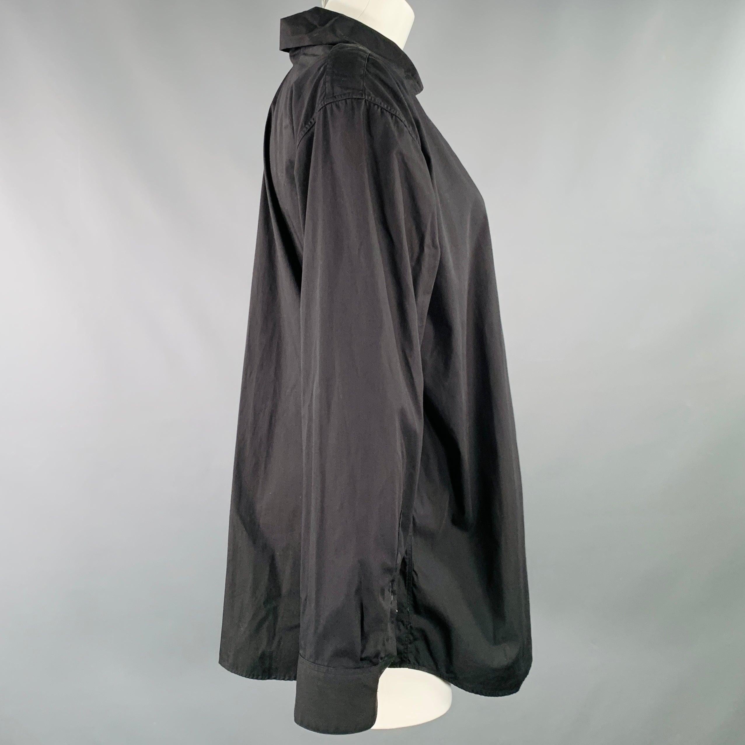 DRIES VAN NOTEN Größe 4 Schwarzes Hemdkleid aus Baumwolle mit Knopfleiste im Zustand „Hervorragend“ im Angebot in San Francisco, CA