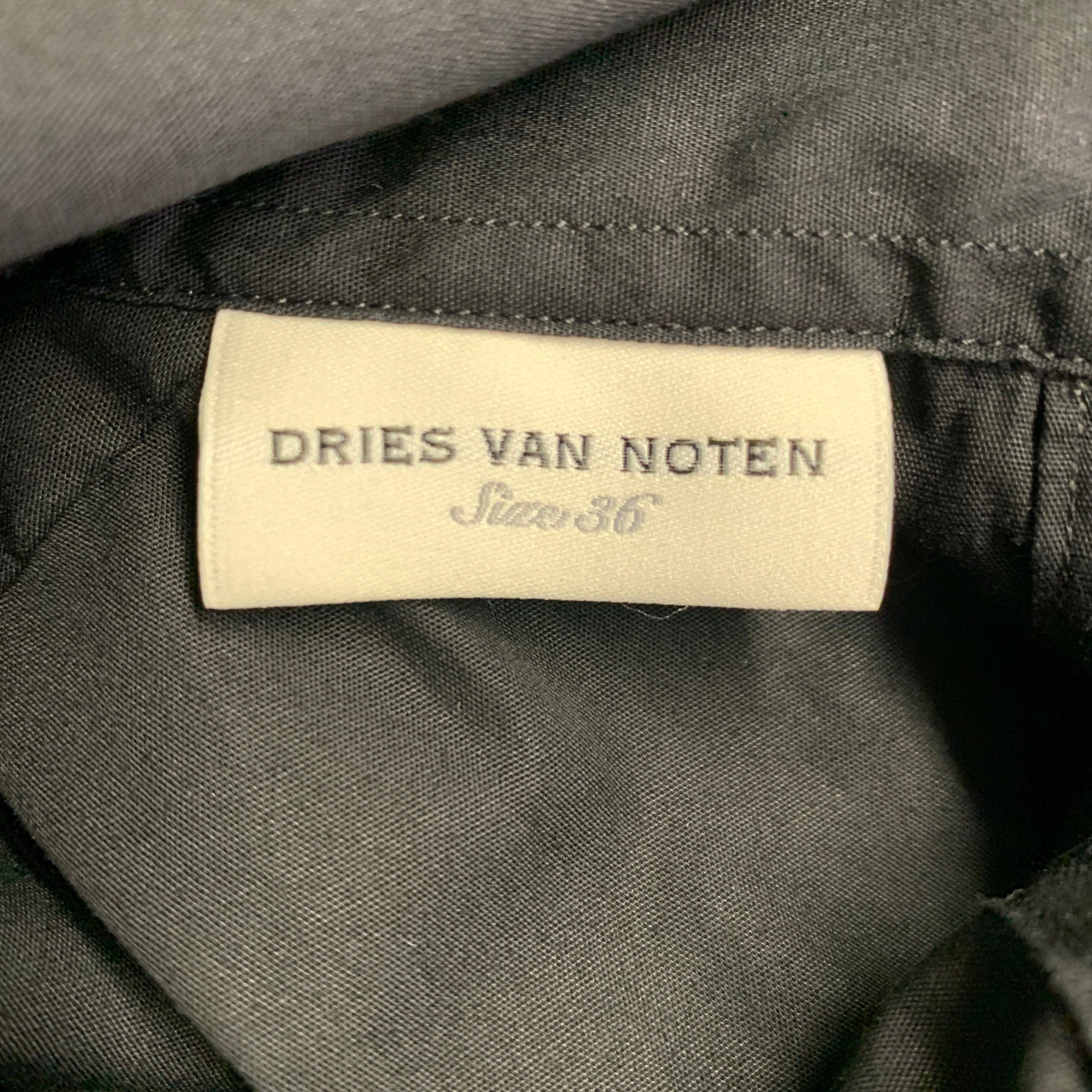 DRIES VAN NOTEN Größe 4 Schwarzes Hemdkleid aus Baumwolle mit Knopfleiste im Angebot 1