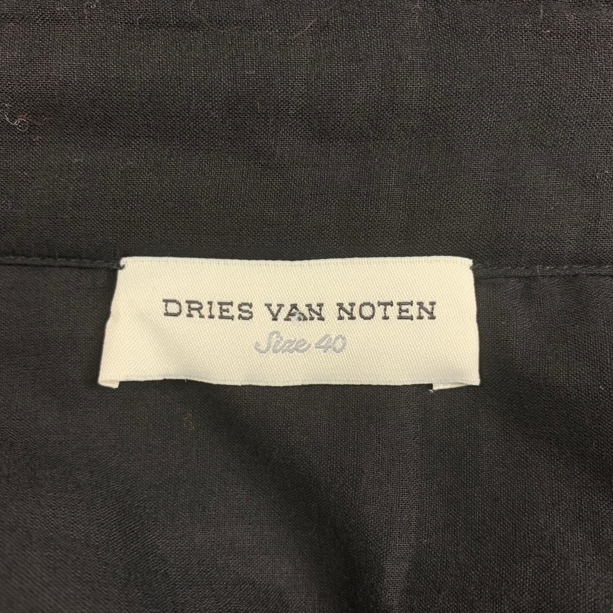 DRIES VAN NOTEN Size 4 Black Cotton Ruffled Sleeveless Blouse 1