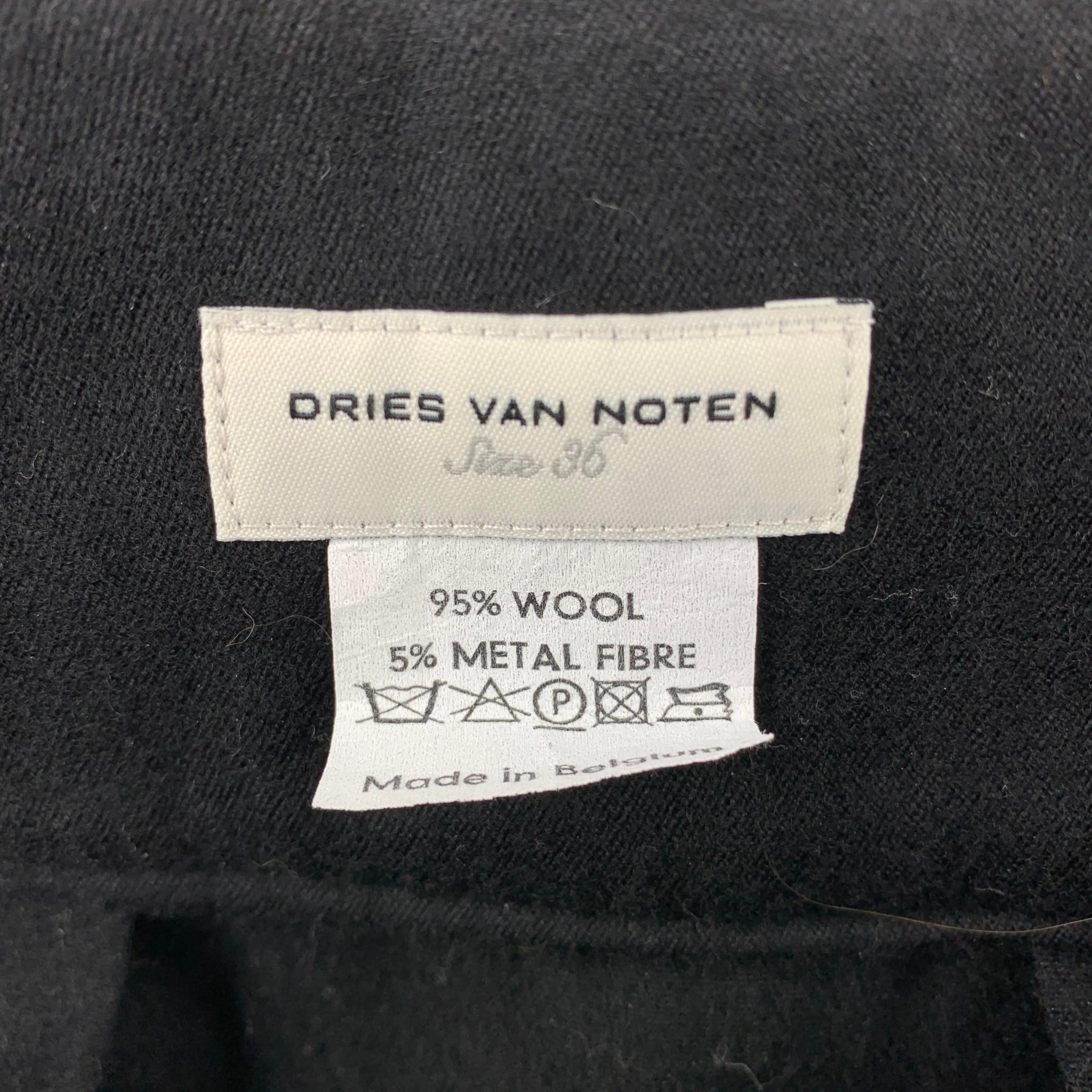 Dries van Noten Taglia 4 Gonna a pieghe in misto lana con paillettes nere 1