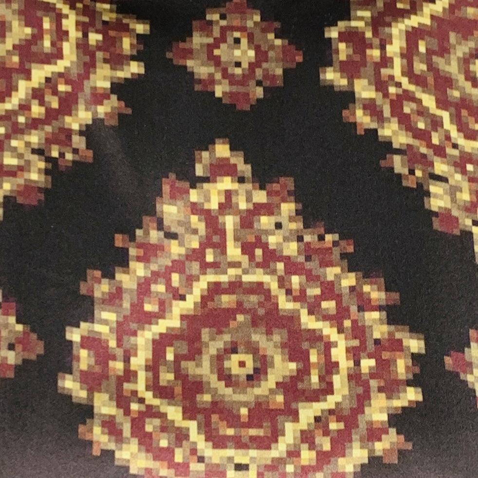 DRIES VAN NOTEN dress top
in a black silk featuring an 8-bit pixelated abstract print, mock neck, and back zipper closure. Made in Bulgaria.Excellent Pre-Owned Condition. 

Marked:   FR 36 

Measurements: 
 
Shoulder: 15.5 inches Bust: 37 inches