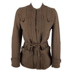 DRIES VAN NOTEN Size 4 Brown White Wool Rayon Textured Jacket