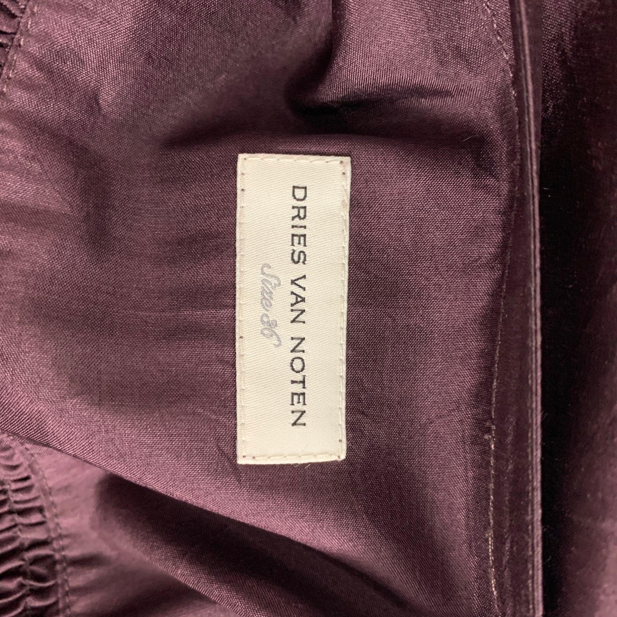 DRIES VAN NOTEN Size 4 Burgundy Silk Beaded Tunic Dress For Sale 2