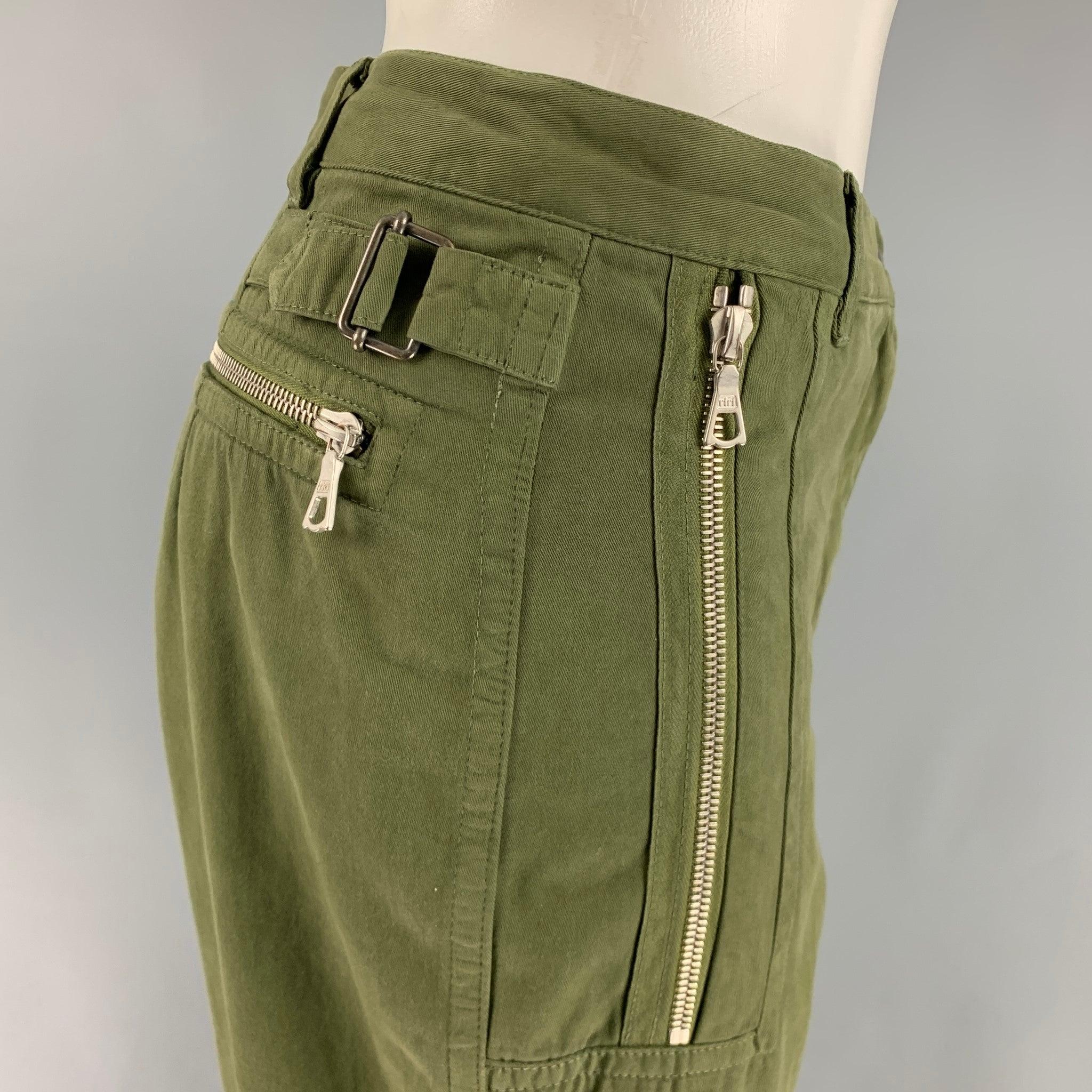 DRIES VAN NOTEN Size 4 Green Cotton Elastic Cuffs Chino Casual Pants In Good Condition For Sale In San Francisco, CA