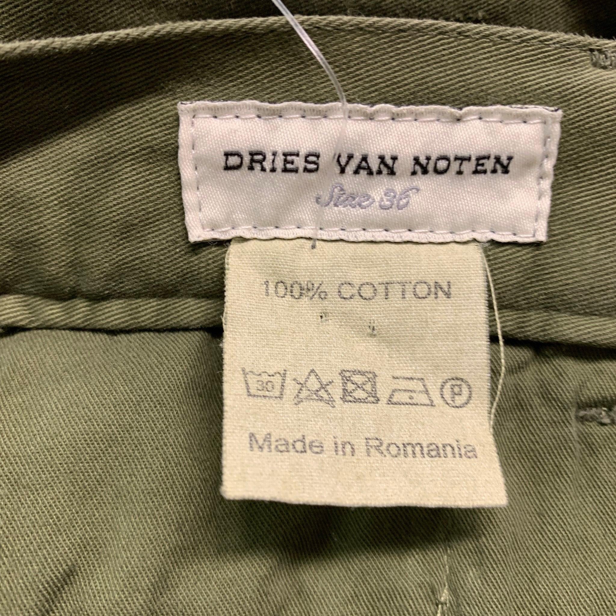 DRIES VAN NOTEN Size 4 Green Cotton Elastic Cuffs Chino Casual Pants For Sale 1