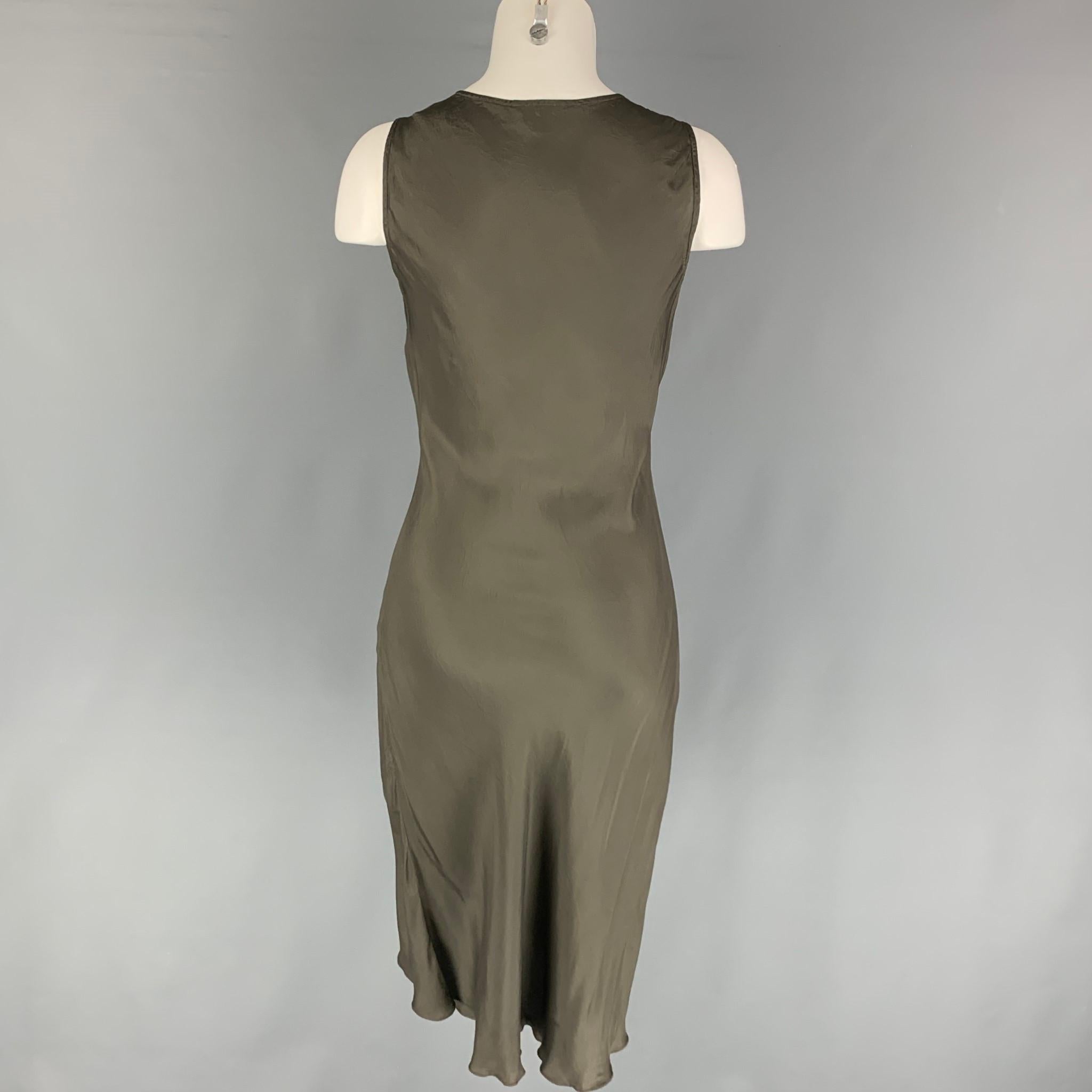 Brown DRIES VAN NOTEN Size 4 Grey V-neck Slip Dress