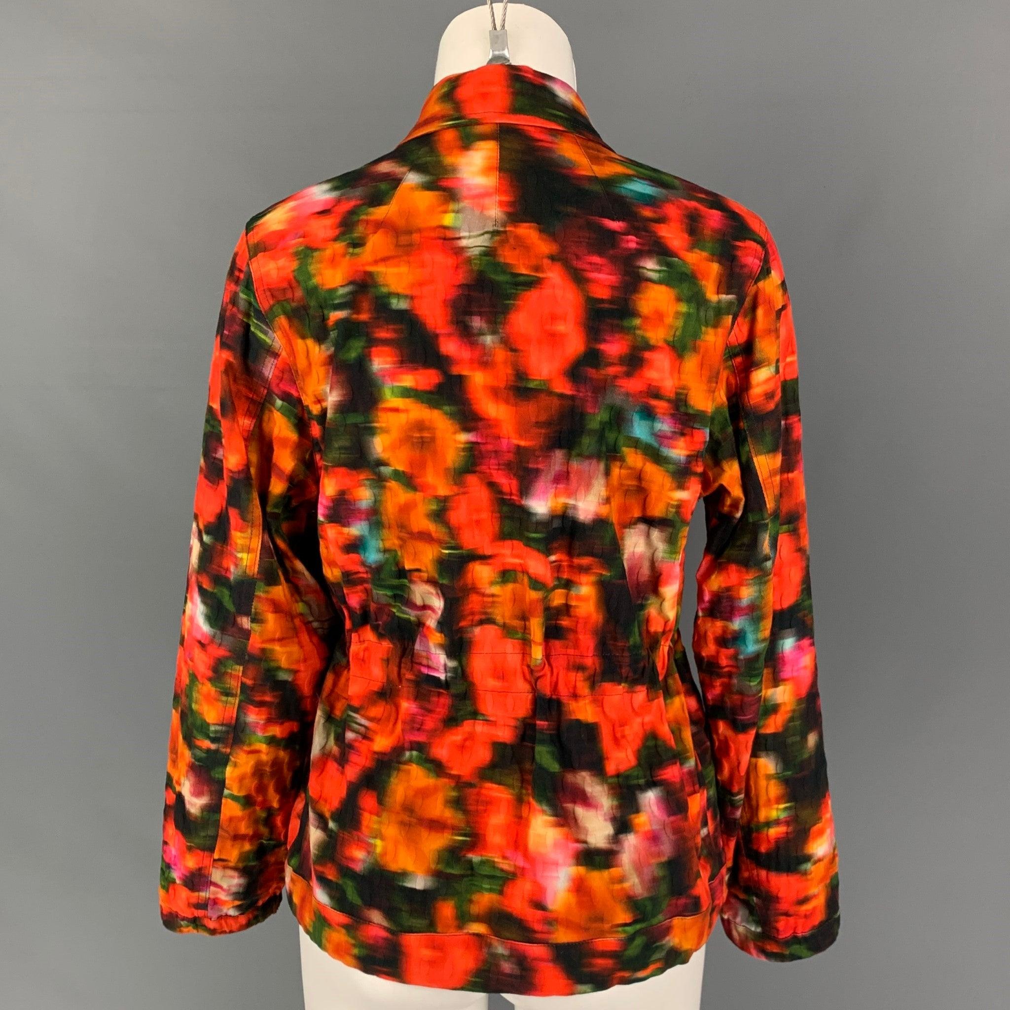 DRIES VAN NOTEN Size 4 Multi-Color Orange Cotton Blend Jacket In Good Condition For Sale In San Francisco, CA