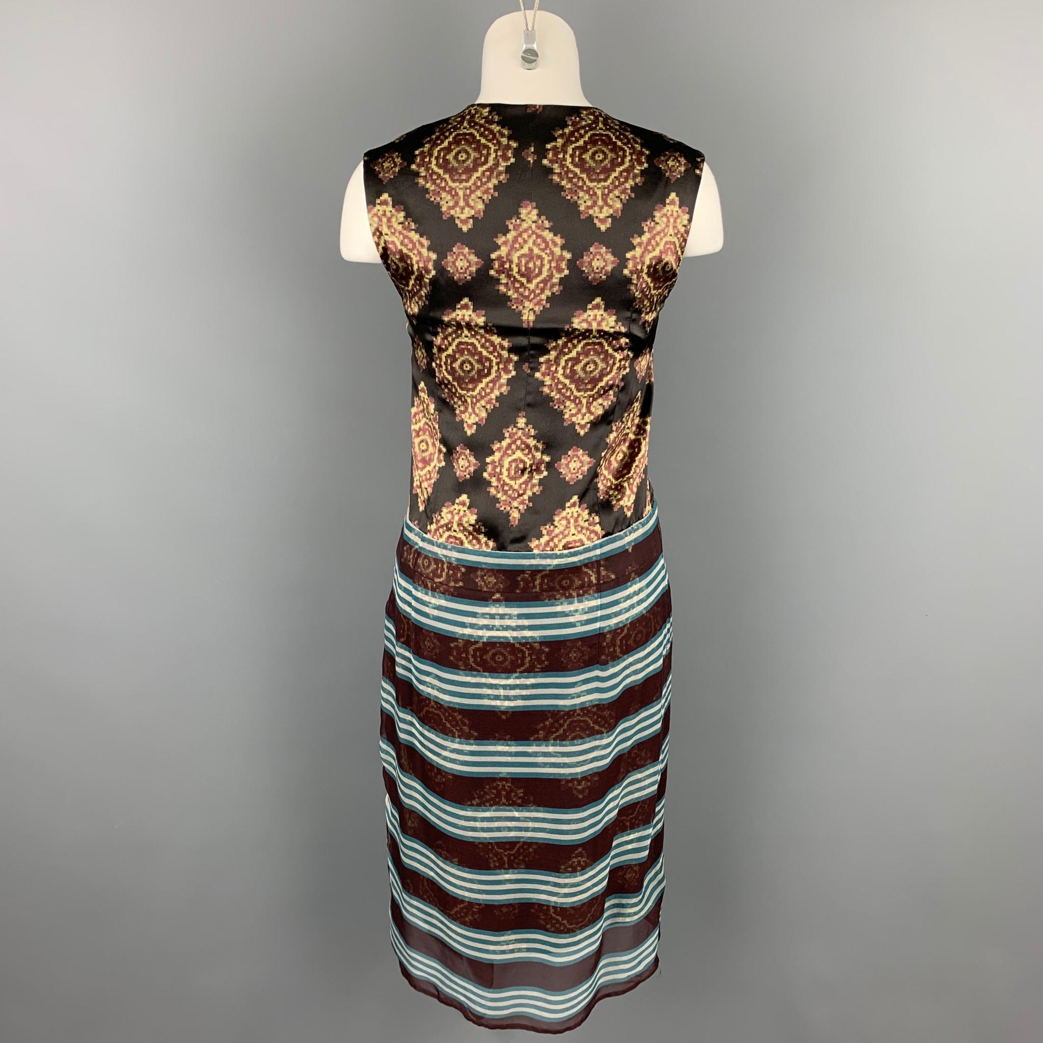 DRIES VAN NOTEN Size 4 Multi-Color Print Silk Sleeveless Shift Dress In Good Condition In San Francisco, CA