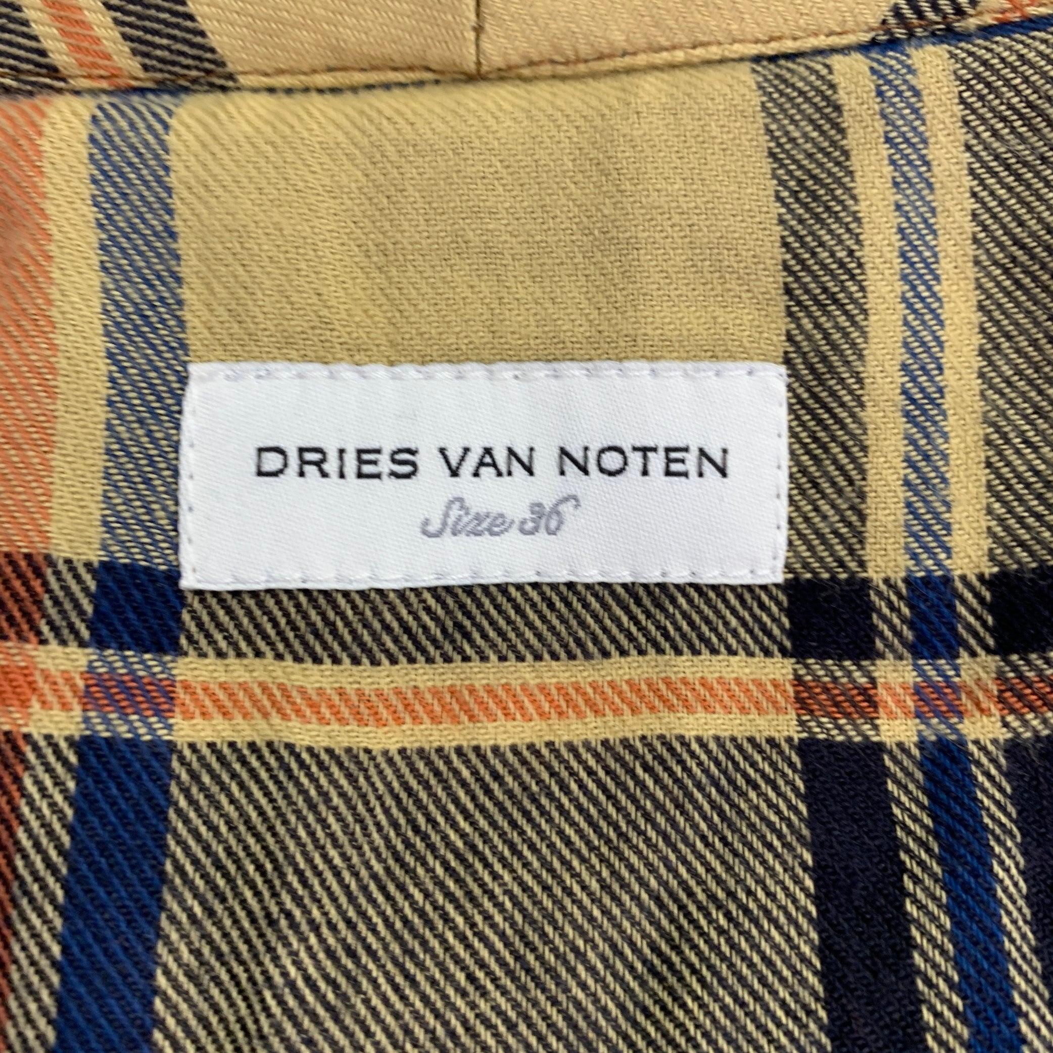 Women's DRIES VAN NOTEN Size 4 Yellow Multi-Color Cotton Plaid Shirt Dress